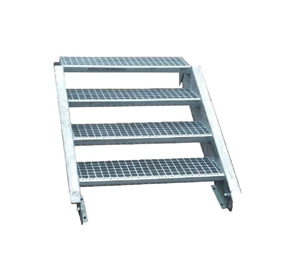 SRM Design Außentreppe 4 Stufen Stahltreppe Breite 90 cm Geschosshöhe 55 - 85 cm inkl Zubehör