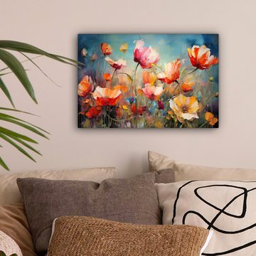 OneMillionCanvasses® Leinwandbild Blumen - Aquarell - Kunst - Botanisch - Natur, (1 St), Leinwand Bilder Klein, Wand Dekoration 30x20 cm