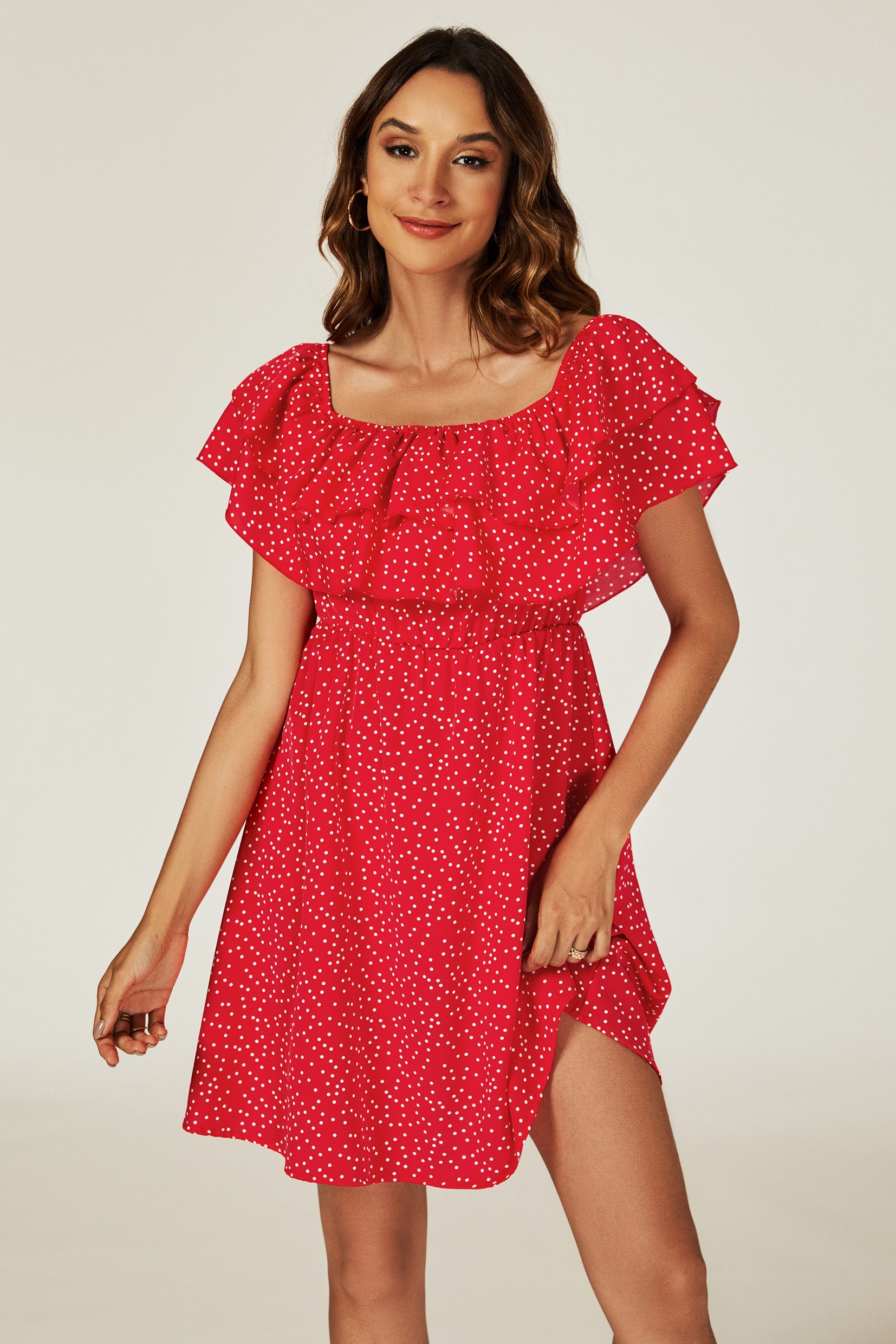 FS Collection Minikleid Damen Minikleid Bardotkleid Sommerkleid Partykleid Off Shoulder (XS (EU:36 / UK:8) · S (EU:38 / UK:10) · M (EU:40 / UK:12) · L (EU:42 / UK:14) · XL (EU:44 / UK:16), 4 Farben: Staubblau, Schwarz-Gelb, Schwarz-Rosa und Rot) Schwarz-Gelb/-Rosa 100% Viskose, Blau/Rot 100% Polyester