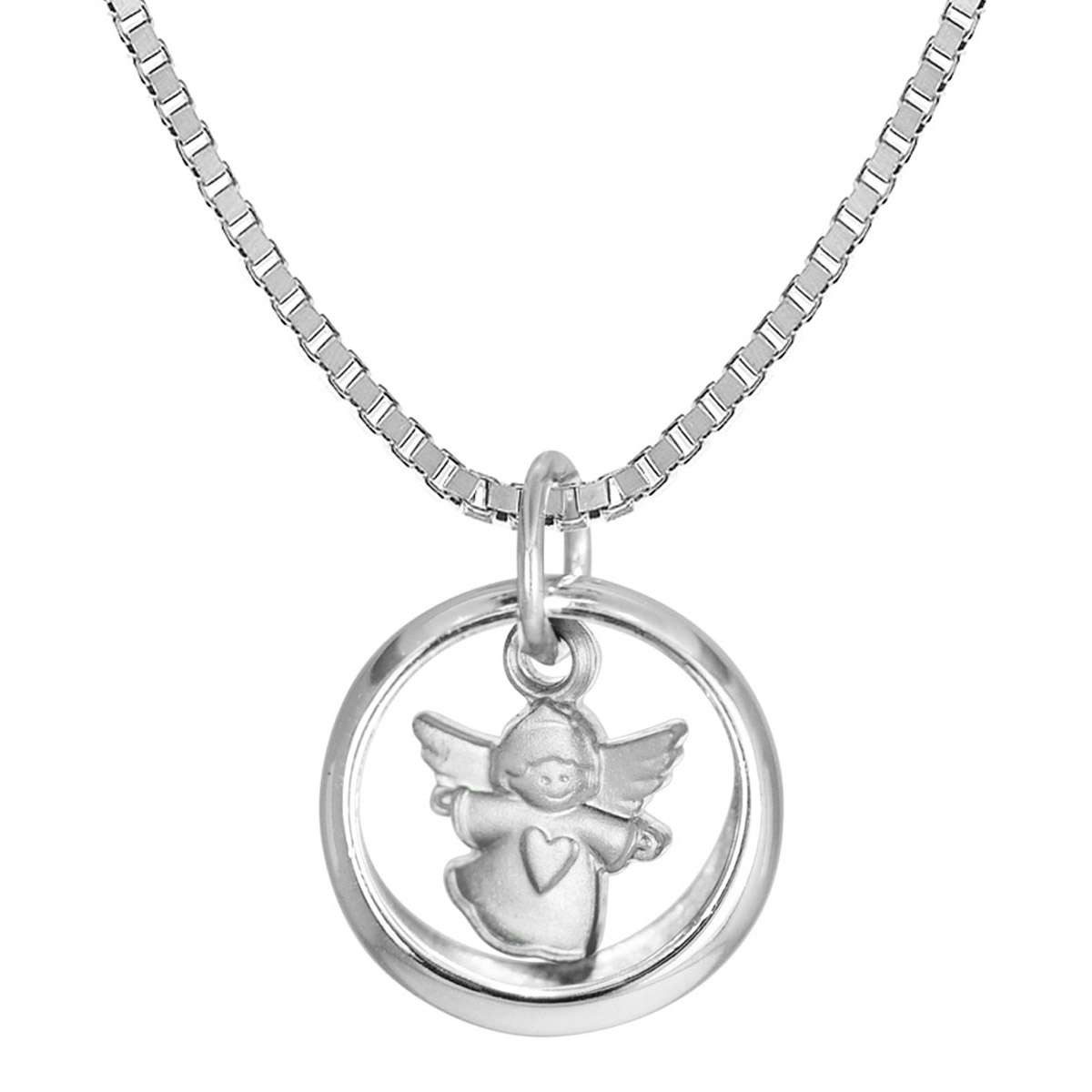 trendor Kette mit Anhänger 39446, Taufkette 925 Silber Taufring mit Engel