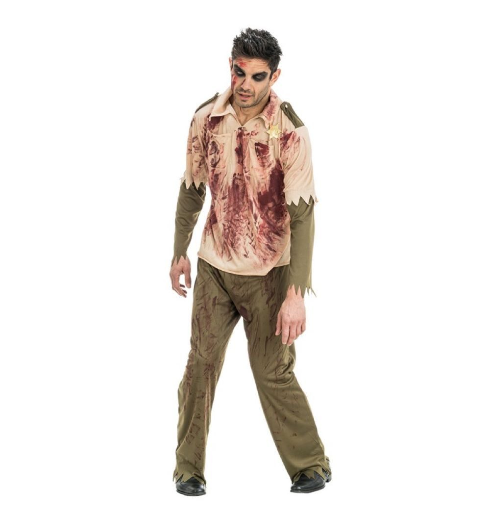 CHAKS Zombie-Kostüm 'Zombie Sheriff' Kostüm für Herren, Grün Rot