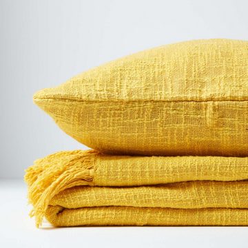 Plaid Überwurf Nirvana, 100% Baumwolle, gelb, 150 x 200 cm, Homescapes