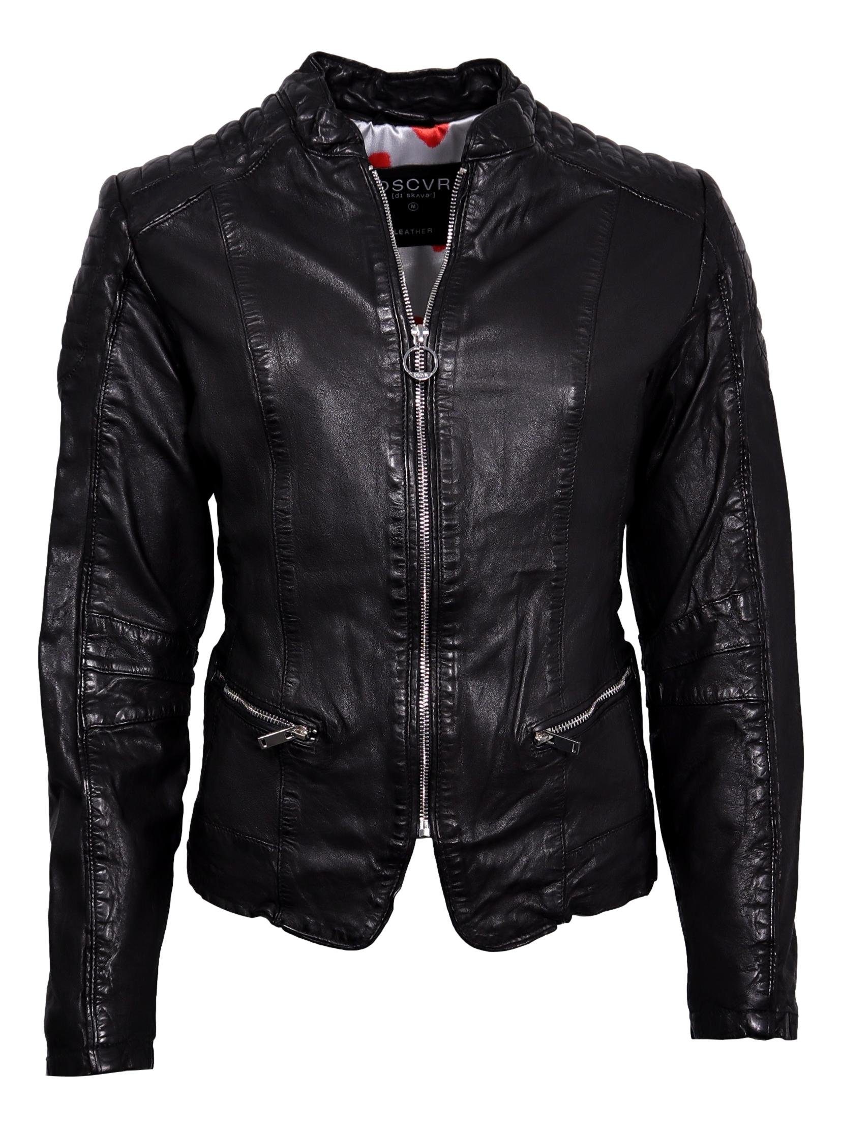 DSCVR Lederjacke »Sophie L« Gesteppte Schulterpartie günstig online kaufen