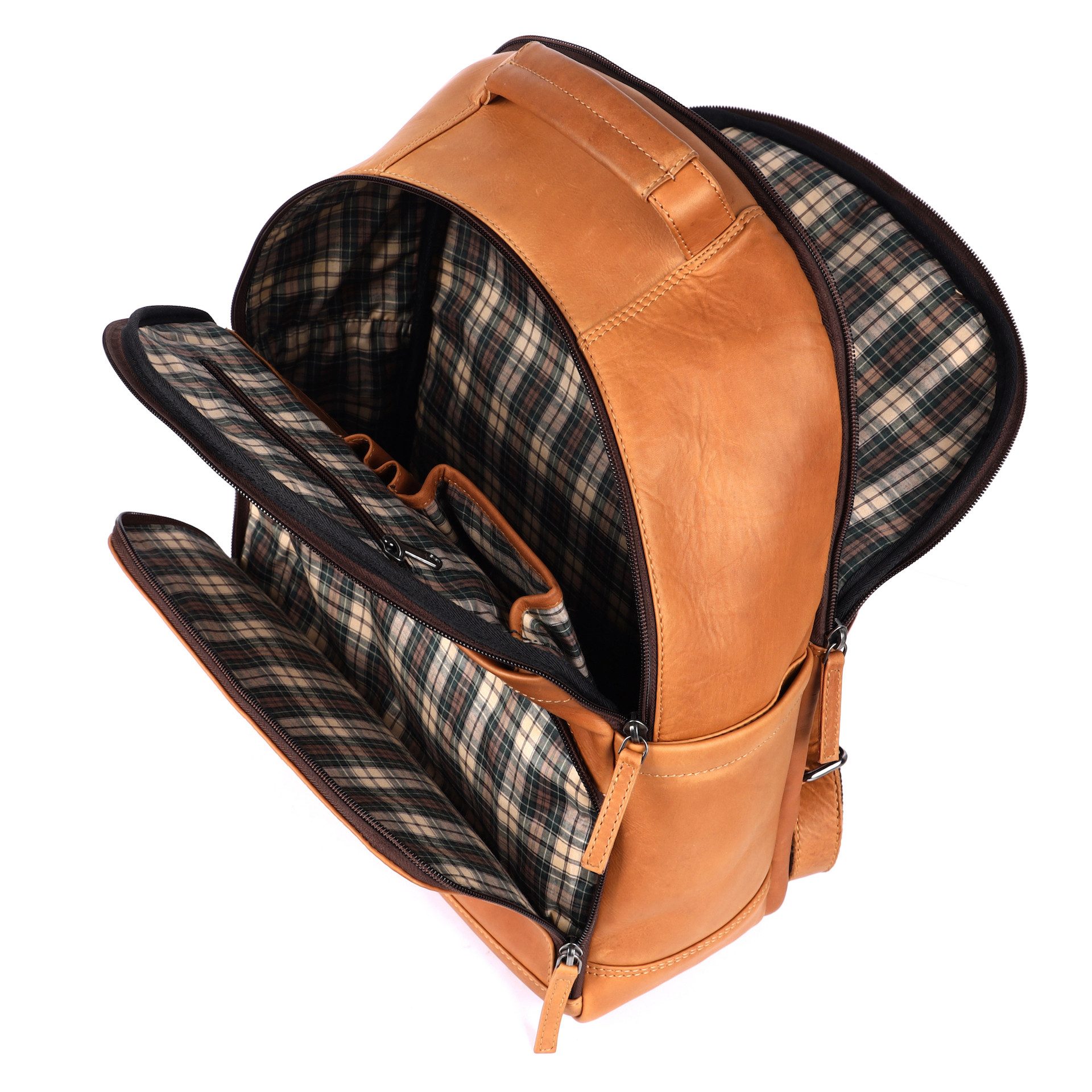 Benthill Rucksack Rucksack Echt Leder Damen Herren Daypack Backpack Lederrucksack, Reißverschlussfach