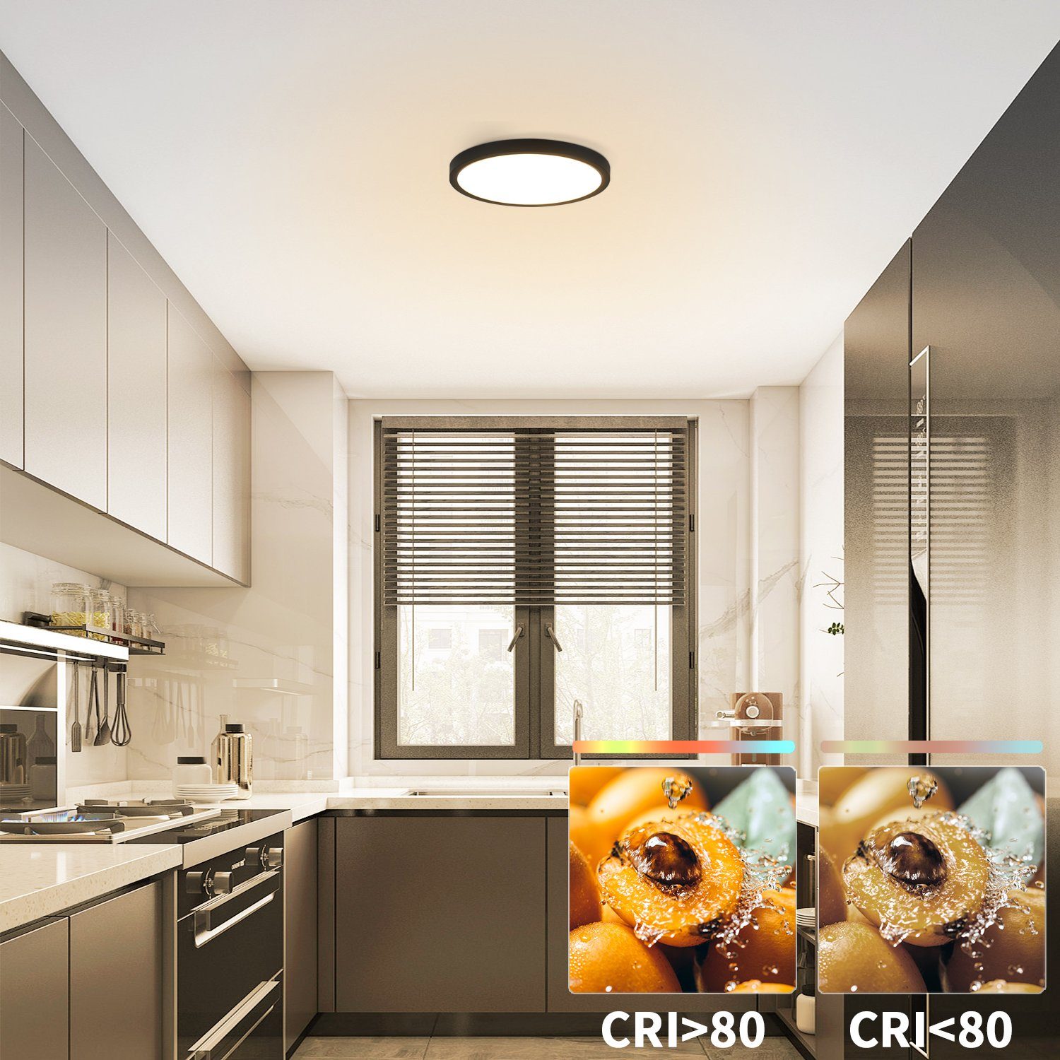 für LED Nettlife Deckenlampe Deckenbeleuchtung, Schlafzimmer Schwarz Flur, IP44 integriert, fest Klein 17 Flach LED 2.5 Panel CM Warmweiß, * * 17 Küche Wasserdicht, Badezimmer 8W,