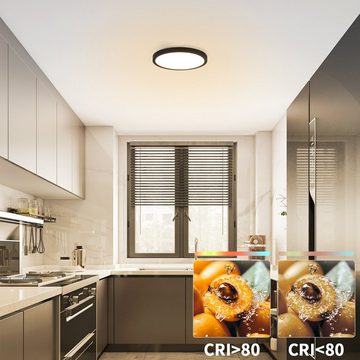 Nettlife LED Panel Schwarz Deckenlampe Flach Klein Deckenbeleuchtung, IP44 Wasserdicht, LED fest integriert, Warmweiß, für Schlafzimmer Badezimmer Küche Flur, 8W, 17 * 17 * 2.5 CM