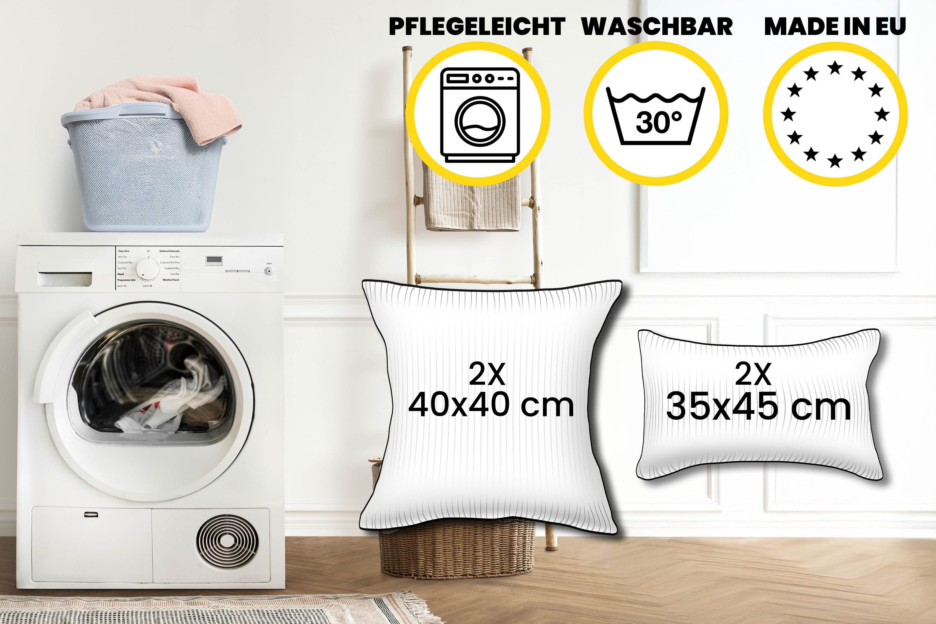 Amilian Dekokissen Sofakissen Cord-Optik 4er Set mit Füllung 2x 40x40 + 2x 35x45 cm, mit Füllung, Hotelverschluss, formstabil