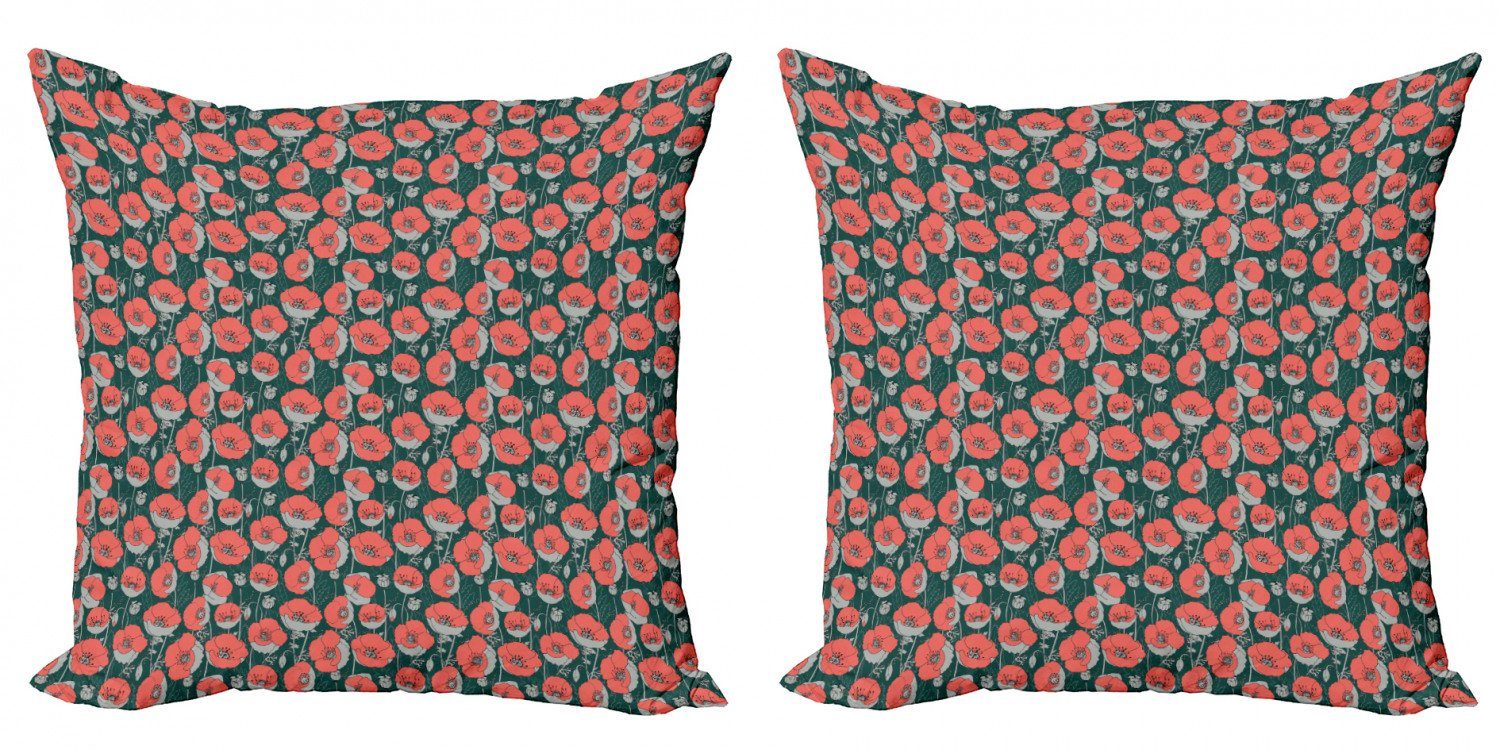 Kissenbezüge Modern Accent Doppelseitiger Digitaldruck, Abakuhaus (2 Stück), Blumen Wald Mohnblumen-Muster