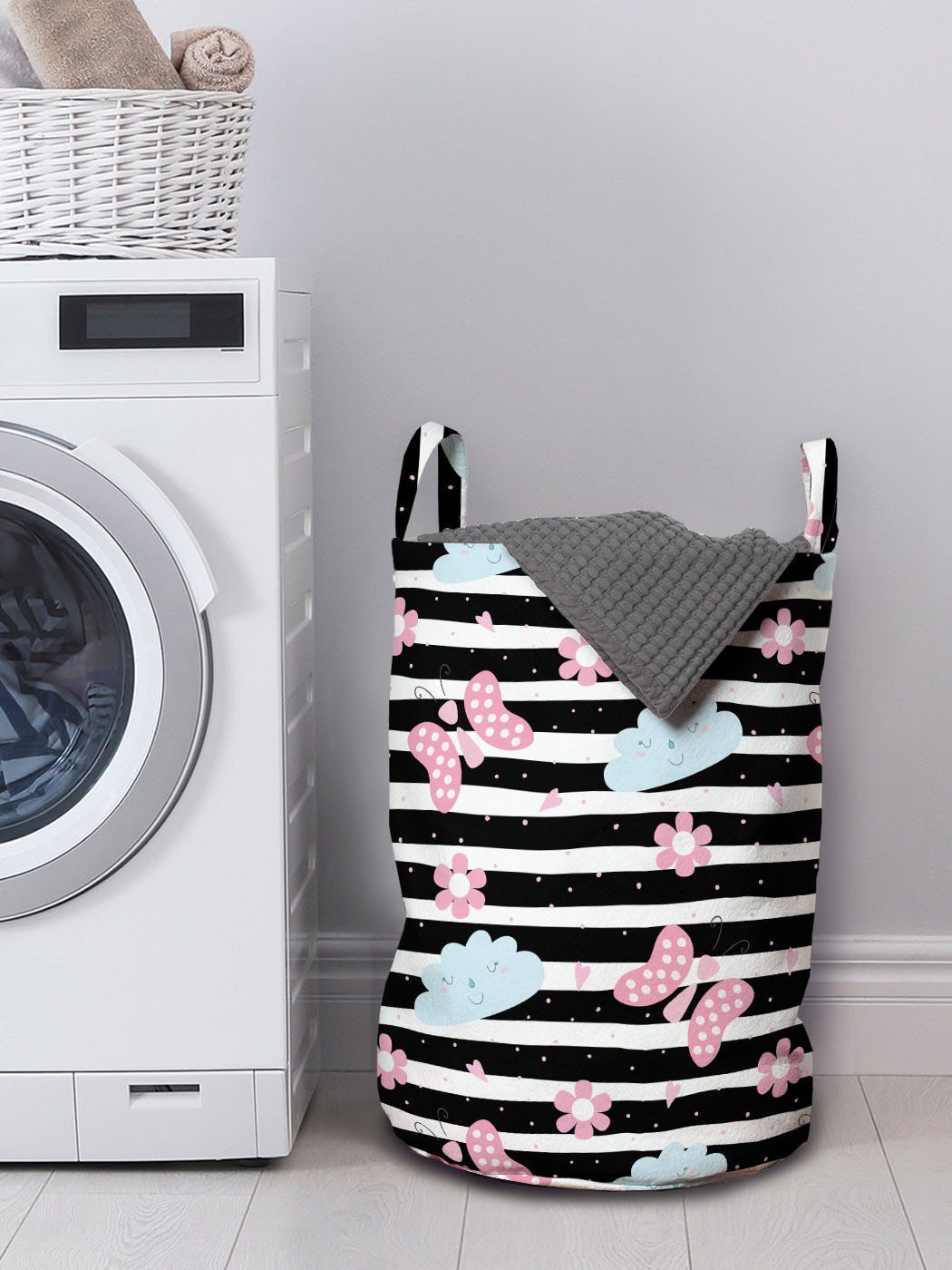 Kordelzugverschluss Kindisch Schmetterlinge Waschsalons, für Wäschekorb Wäschesäckchen und Wolken Griffen Abakuhaus mit