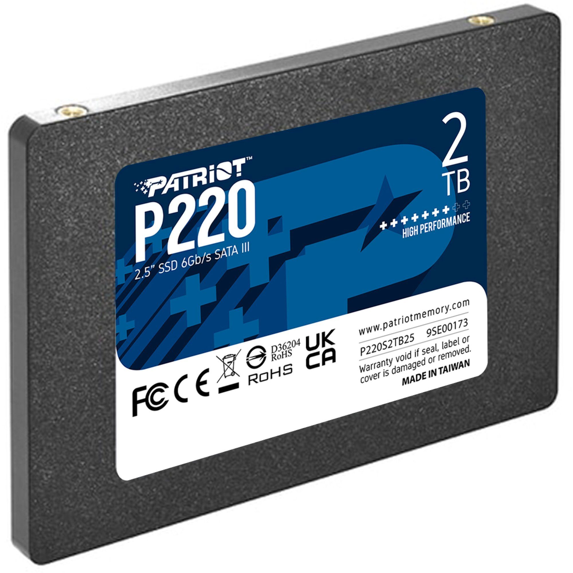 Patriot P220 2 TB, SATA III 6 Gb/s, 2,5" SSD-Festplatte