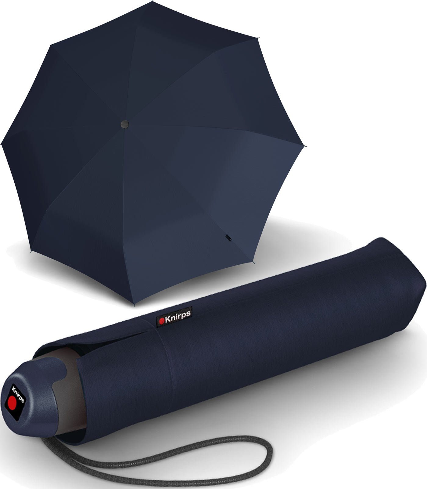 Knirps® Taschenregenschirm stabiler, leichter Schirm mit manueller Öffnung, mit eleganter Geschenkverpackung navy