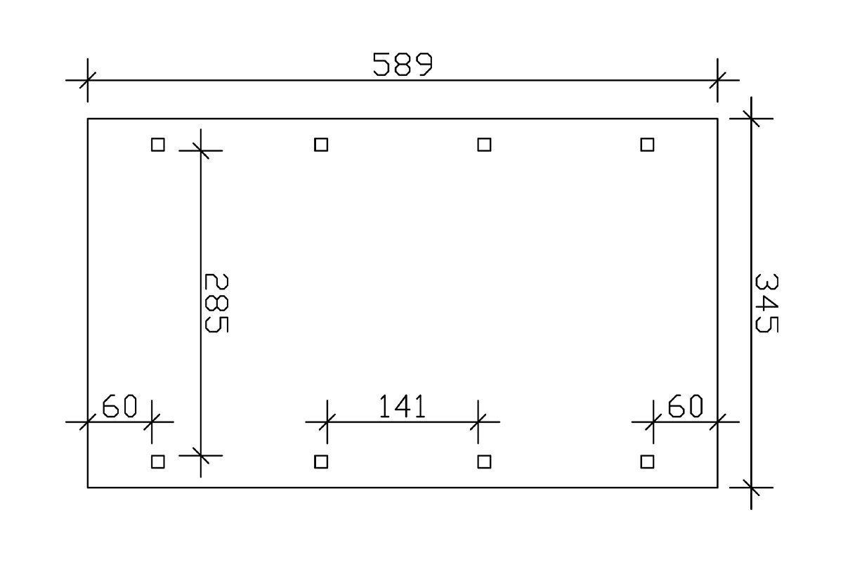 Skanholz Einzelcarport Spreewald, cm, braun BxT: 345x589 206 Einfahrtshöhe cm