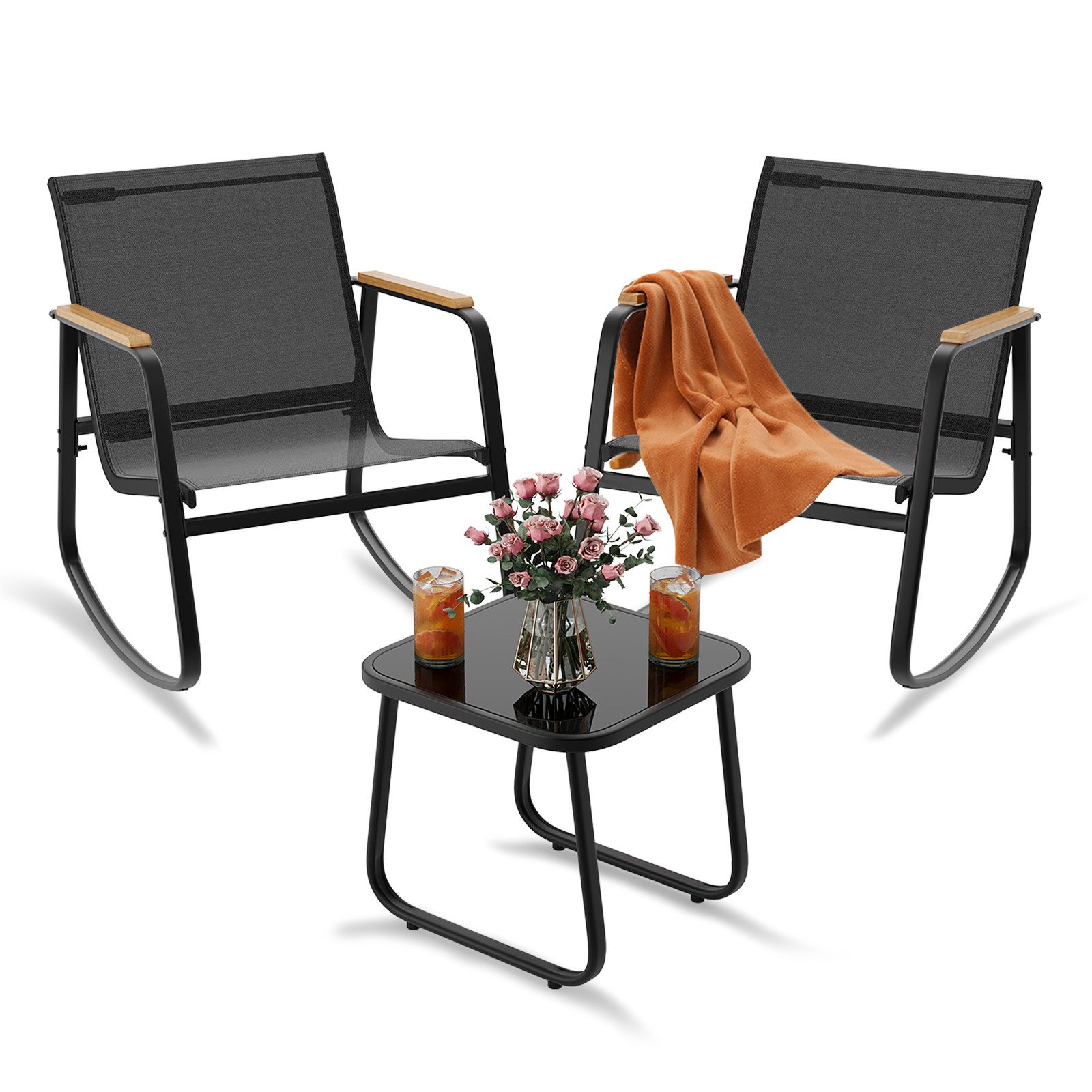 Bealife Balkonset Garten Balkonmöbel-Sets,2 Sessel und 1 Tisch für Garten, Terrasse