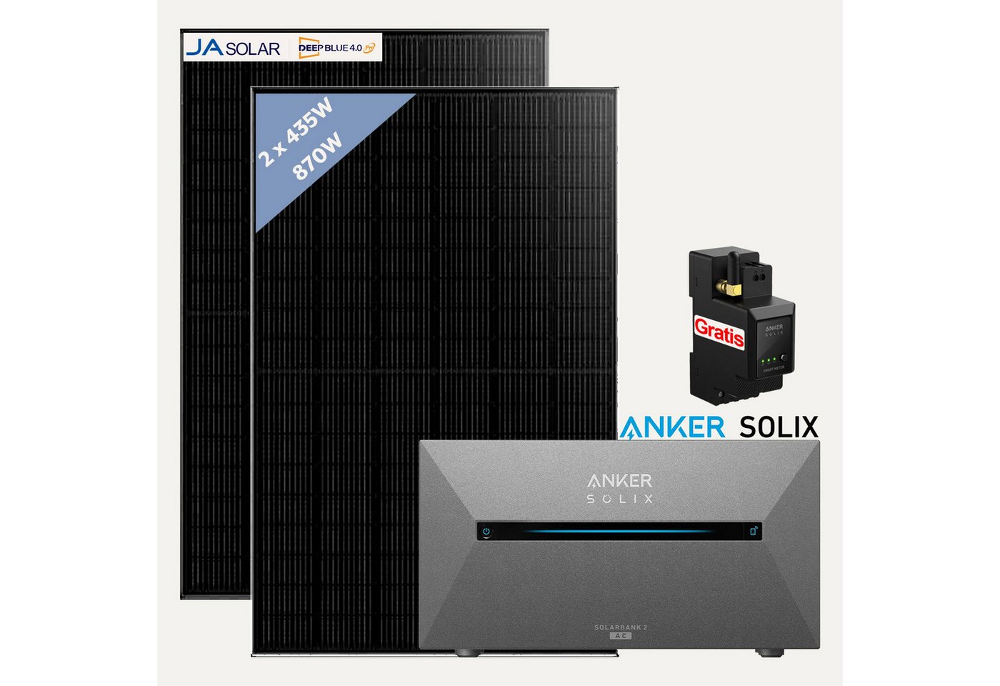Thumbnail - Anker Balkonkraftwerk, 2000 W, (Set, 870W/1740W Balkonkraftwerk Anker Solarbank 2 AC E1600 mit Smart Meter), IP65