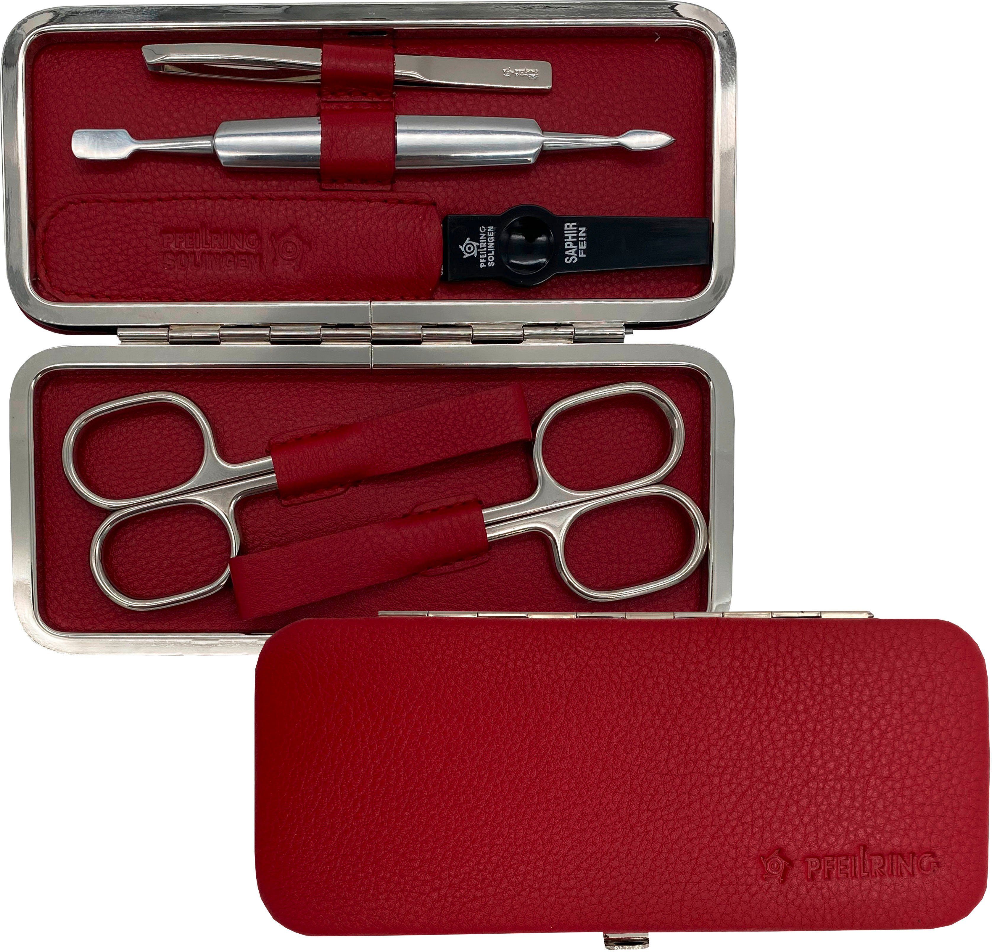 Maniküre-Etui, rot Nappaleder 5 tlg., PFEILRING