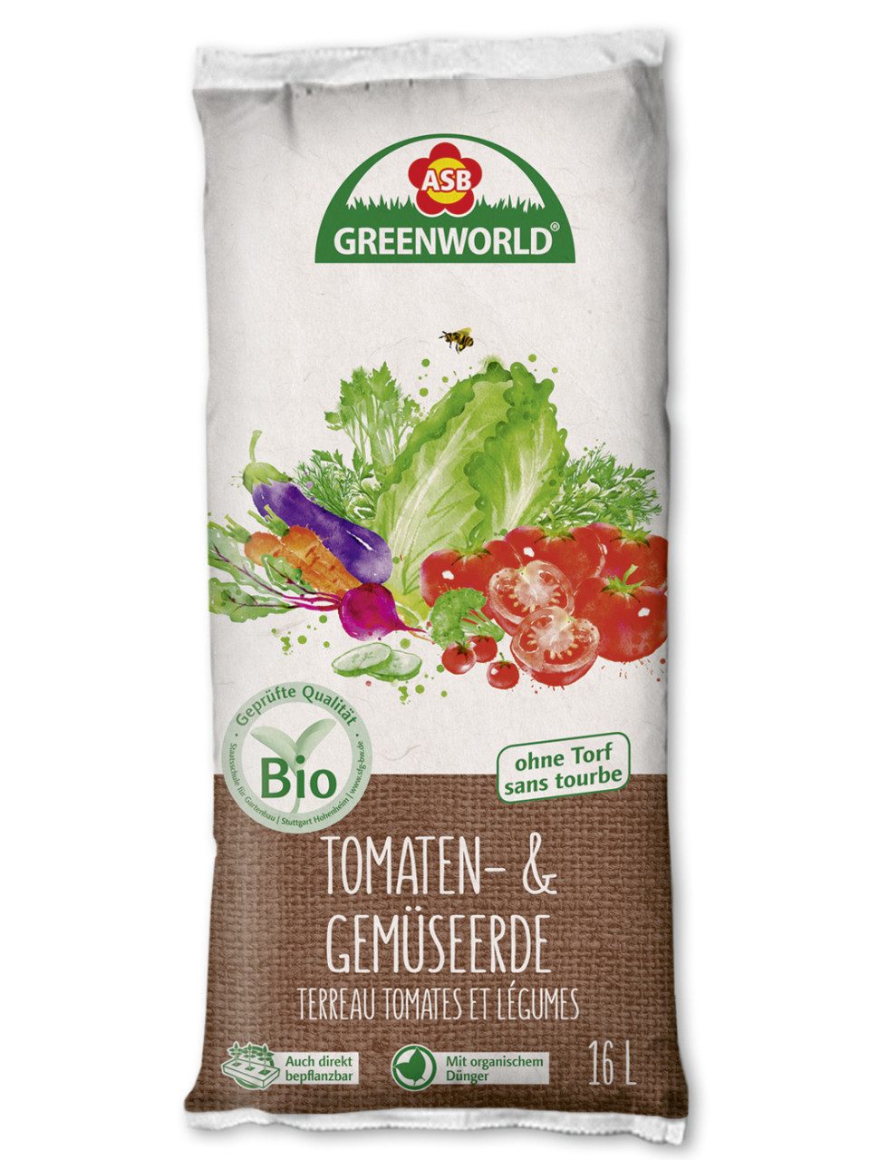 ASB Greenworld Spezialerde ASB Greenworld Bio Tomaten- und Gemüseerde 16L, Torffrei