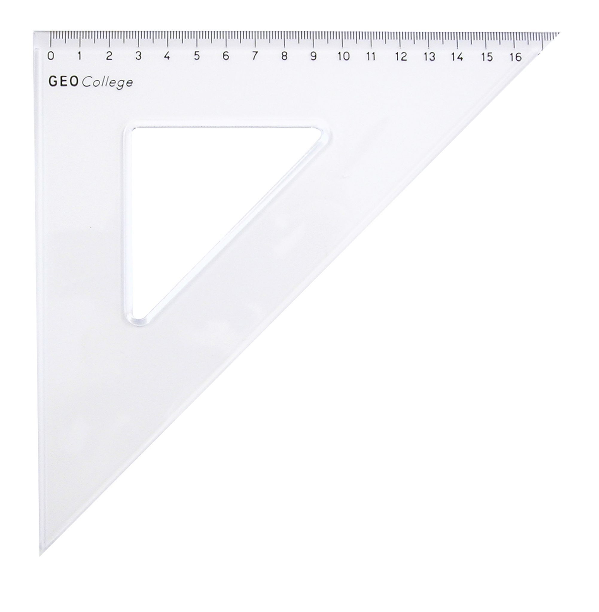 ARISTO Zeichenlineal Aristo College Dreieck 45 Grad Hyp.25cm, transparent, Teilung 18cm