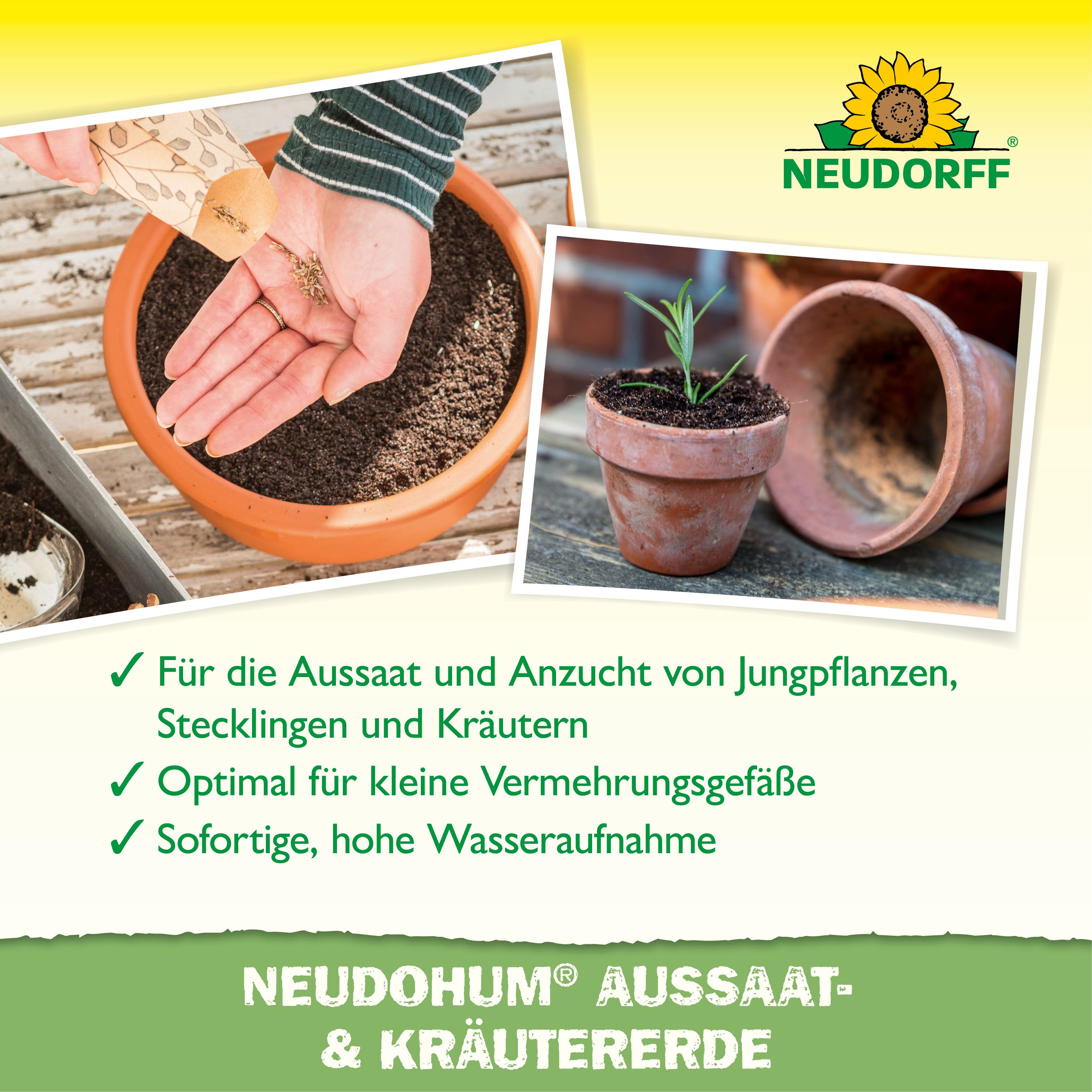 Neudorff Anzucht- und Kräutererde NeudoHum AussaatErde 20 Liter, mit Schwache organische Grunddüngung, (Einzelartikel, Nährstoffarm für ein starkes Wurzelsystem – Bild 4 von 5