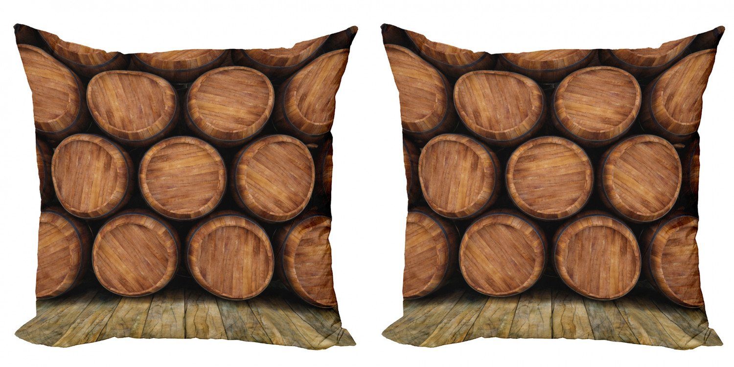 Kissenbezüge Modern Accent Doppelseitiger Digitaldruck, Abakuhaus (2 Stück), Wein Mauer von Holzfässern
