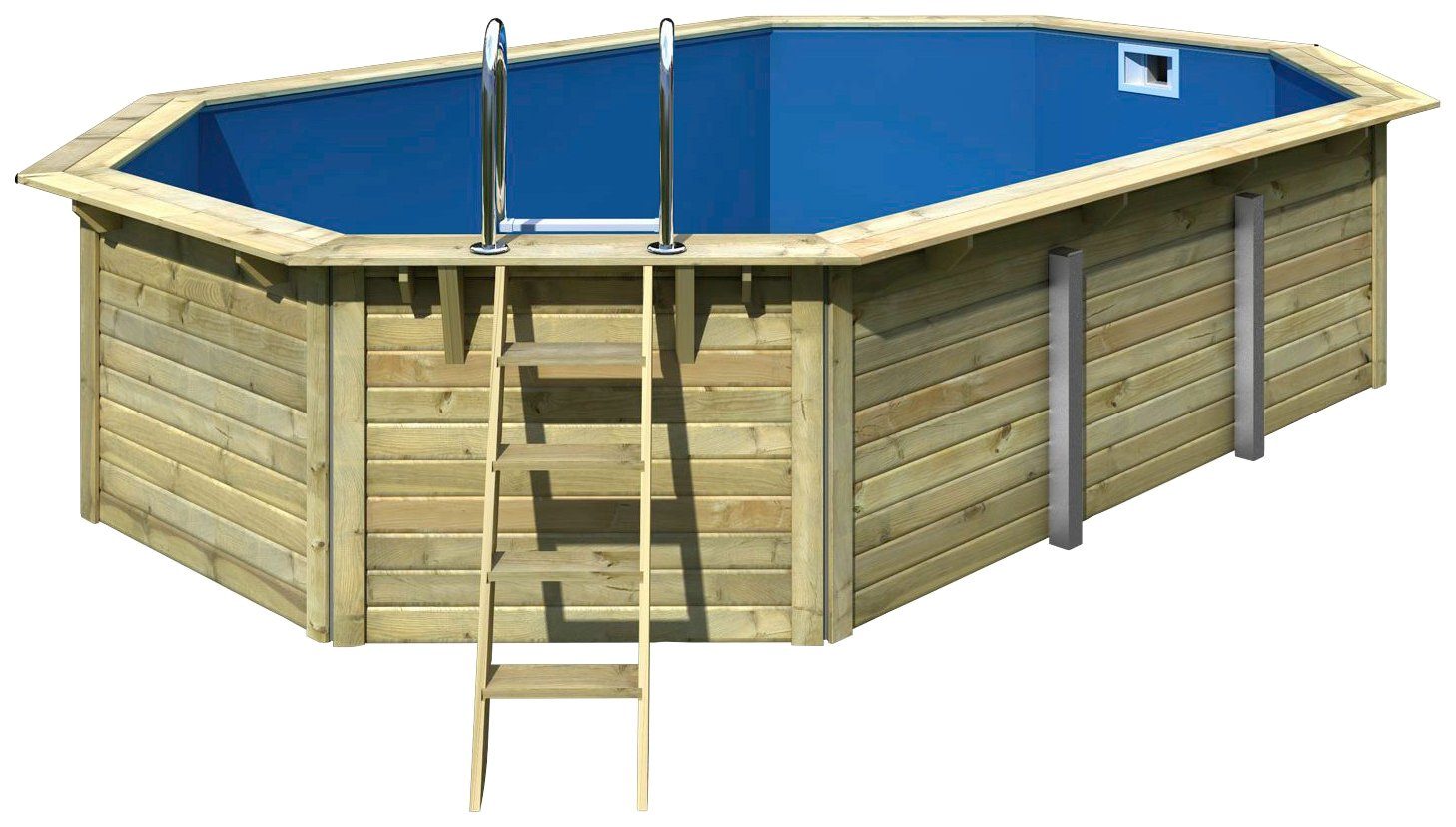 Karibu Achteckpool MADRID V4 (Set, 5-tlg), BxLxH: 611x400x124 cm