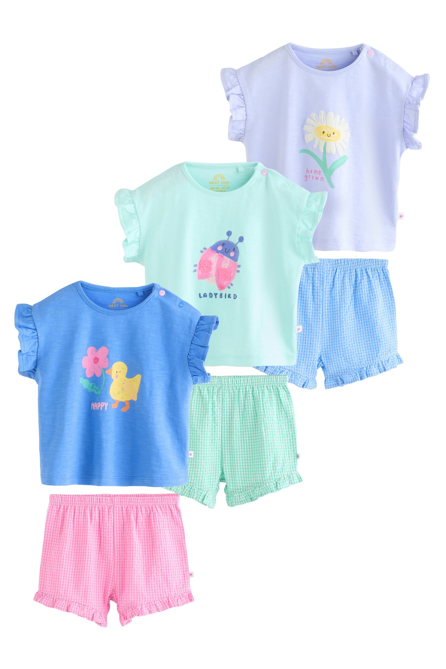 Shirt & Shorts Baby Kurzarm-Oberteil und Shorts, 6-teiliges Set