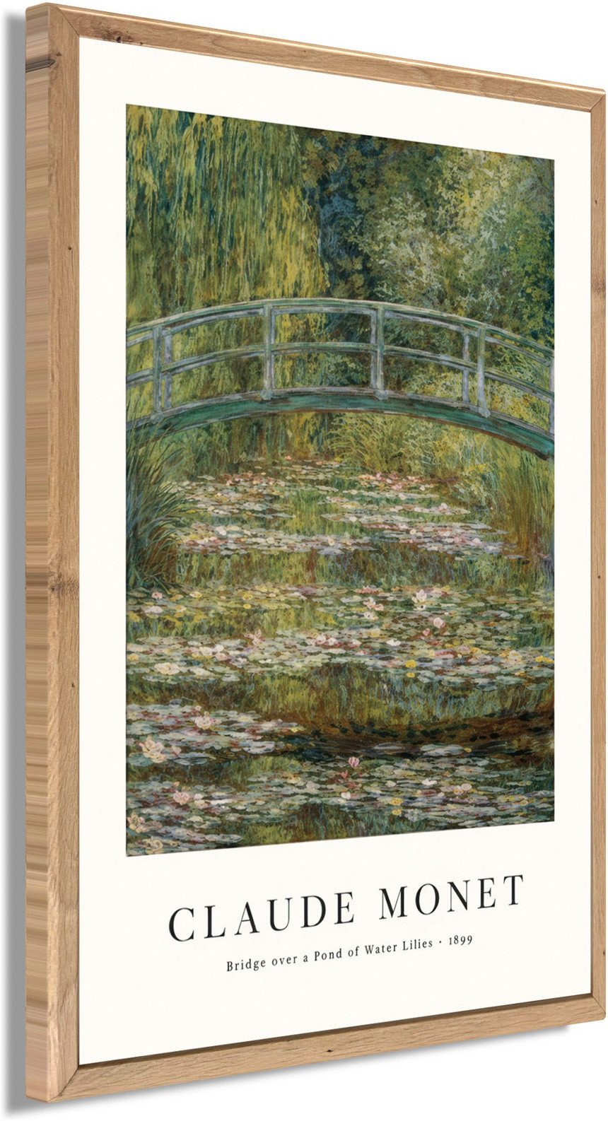 Bönninghoff Bild mit Rahmen Wandbild gerahmt BRÜCKE ÜBER SEEROSEN 50x70 cm – Sommerliches, Brücken, Garten, Wasser, mit dekorativem Rahmen