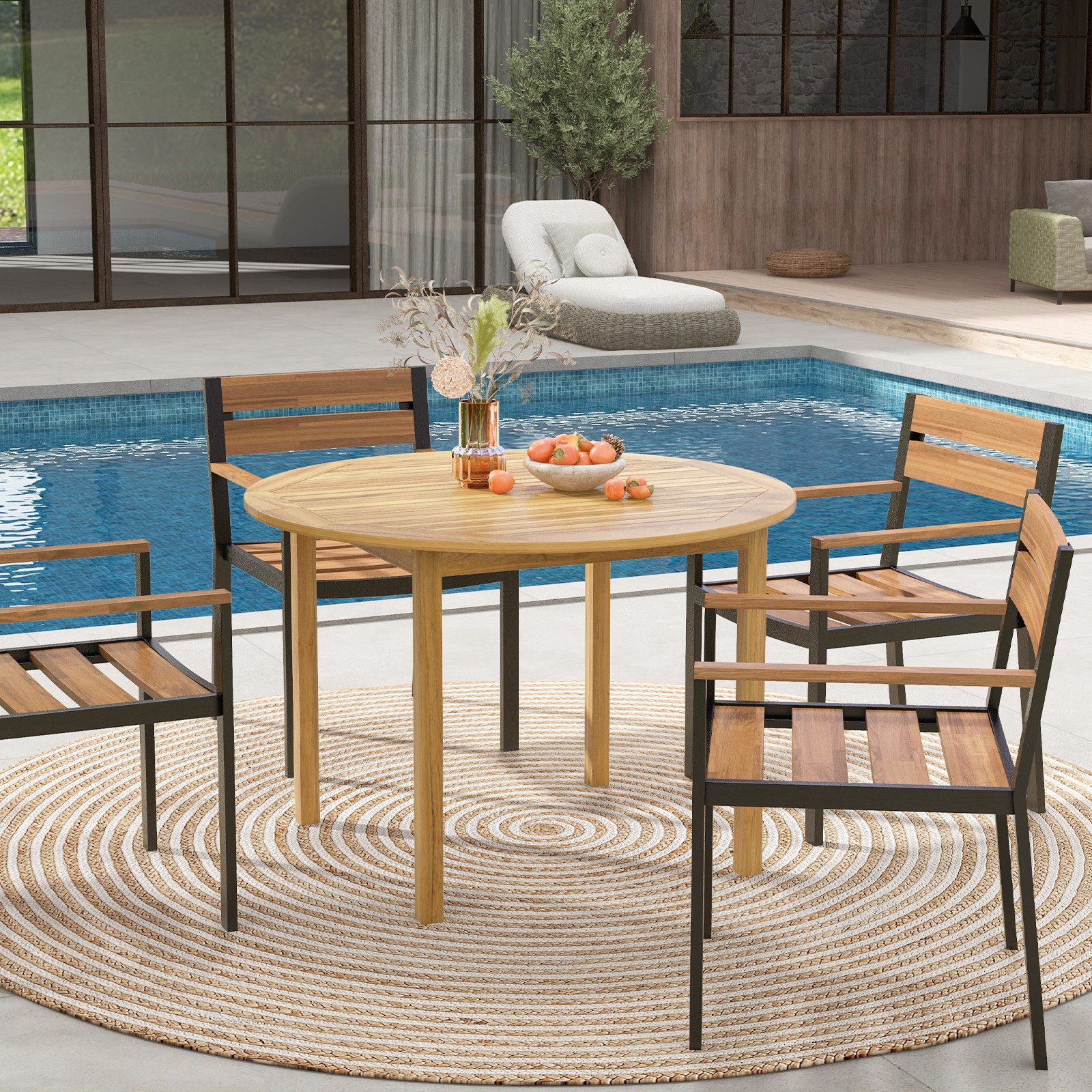 COSTWAY Gartentisch, rund, Esstisch 4 Personen, günstig online kaufen