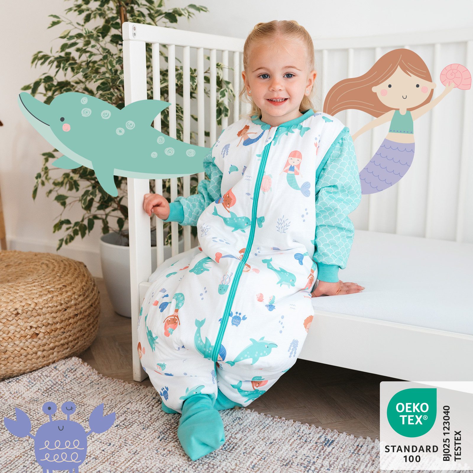 Schlummersack Kinderschlafsack Schlafsack mit Füßen und umklappbaren Bündch günstig online kaufen