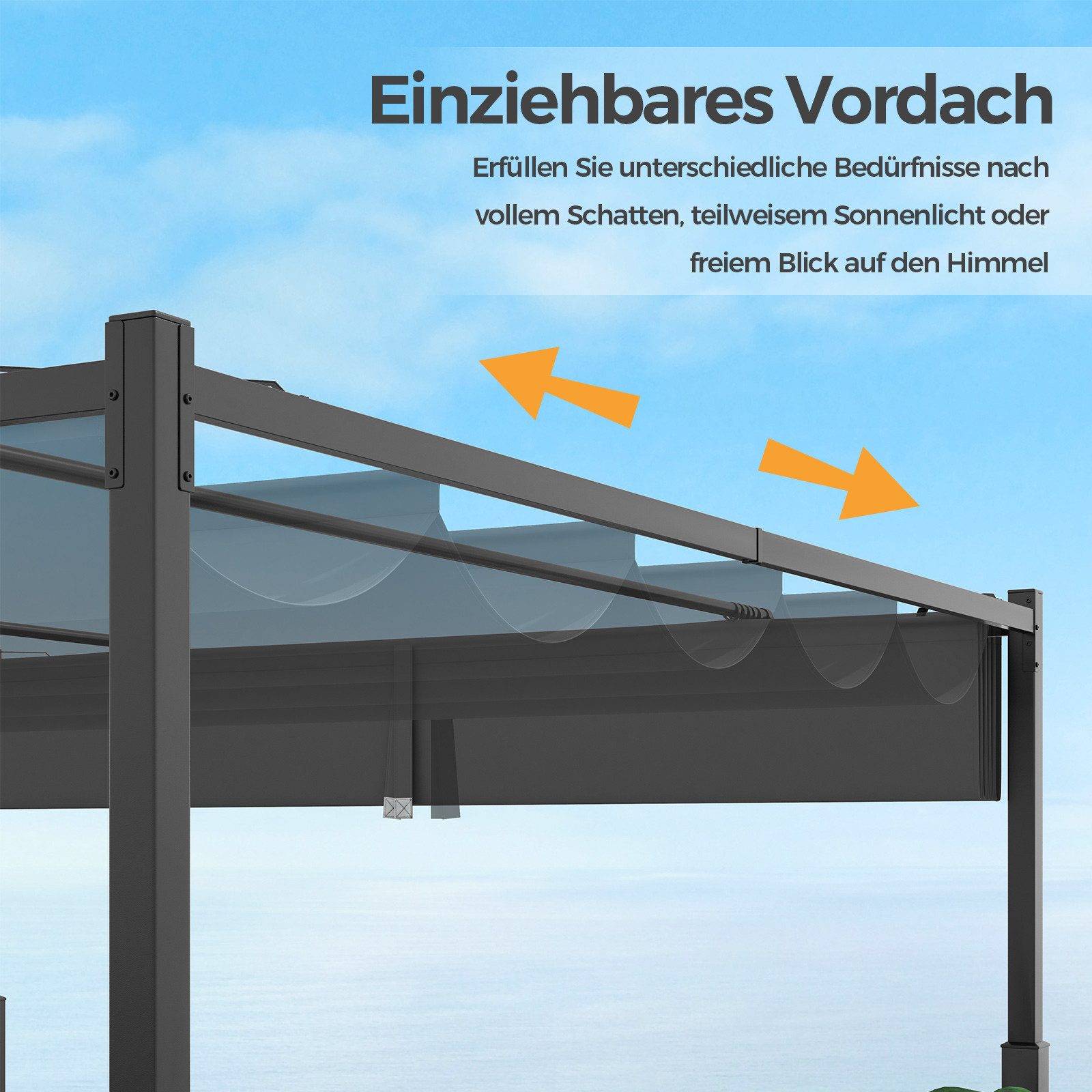 COSTWAY Pavillon, 3,1x3,1m Garten Pergola, wasserdicht