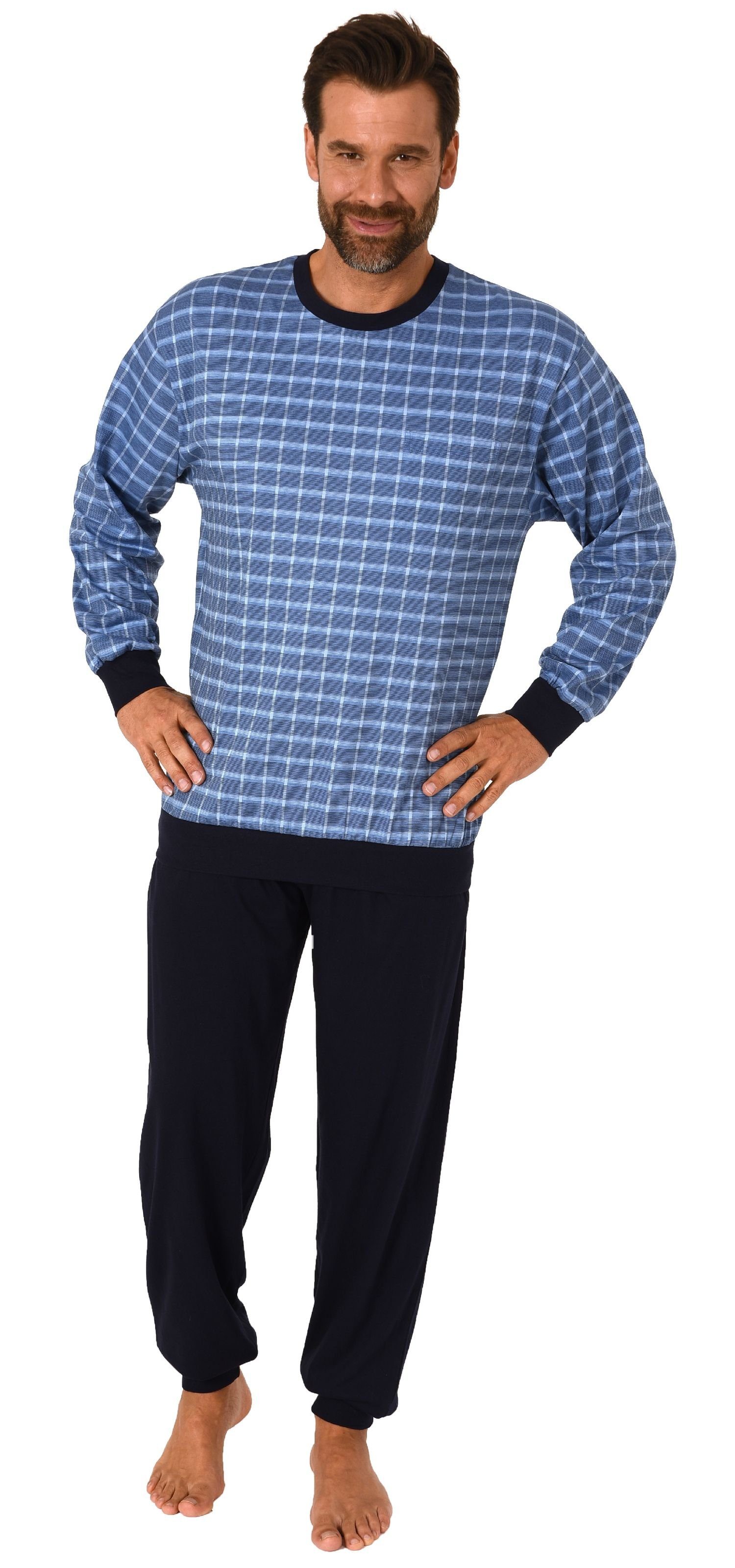 Normann Pyjama Herren Schlafanzug mit Bündchen günstig online kaufen