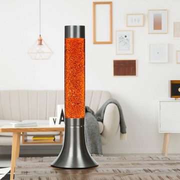 Licht-Erlebnisse Lavalampe YVONNE, Tischleuchte Orange Glitter sonnig rund retro Design Wohnzimmer Lampe