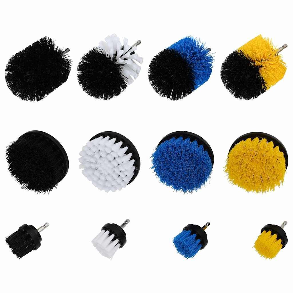 vidaXL Reinigungsbürsten-Set Auto Bürsten Set Mehrfarbig Poly-Rattan, (12-tlg)