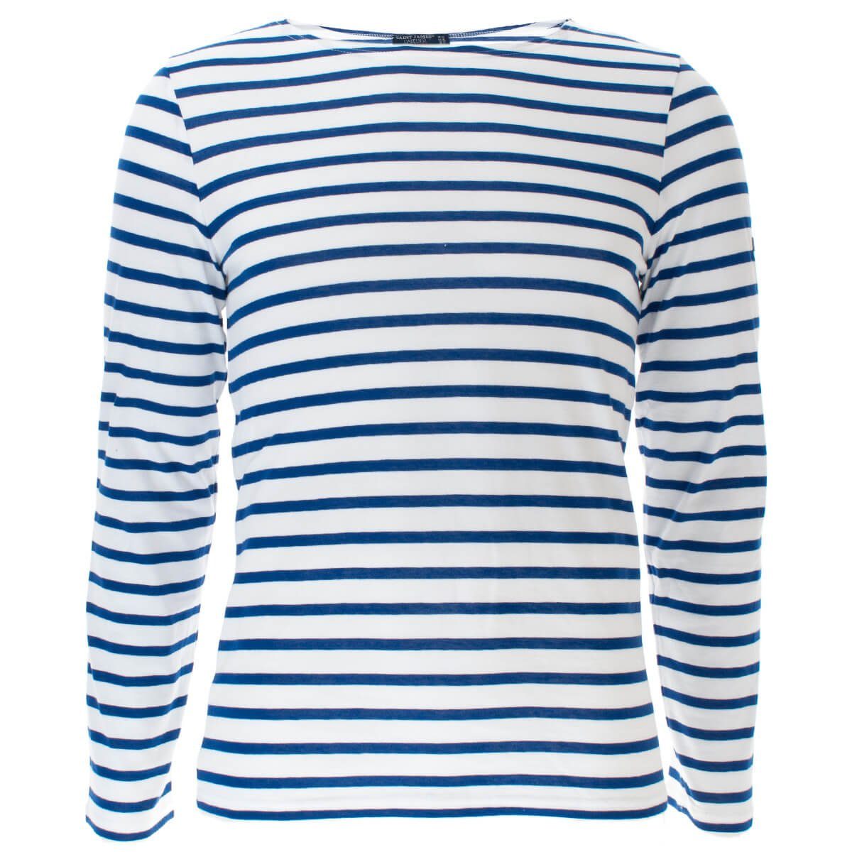 Saint James Langarmshirt 9858 Unisex Shirt Minquiers Modern mit Streifen aus Baumwolle Weiß-Blau(90)