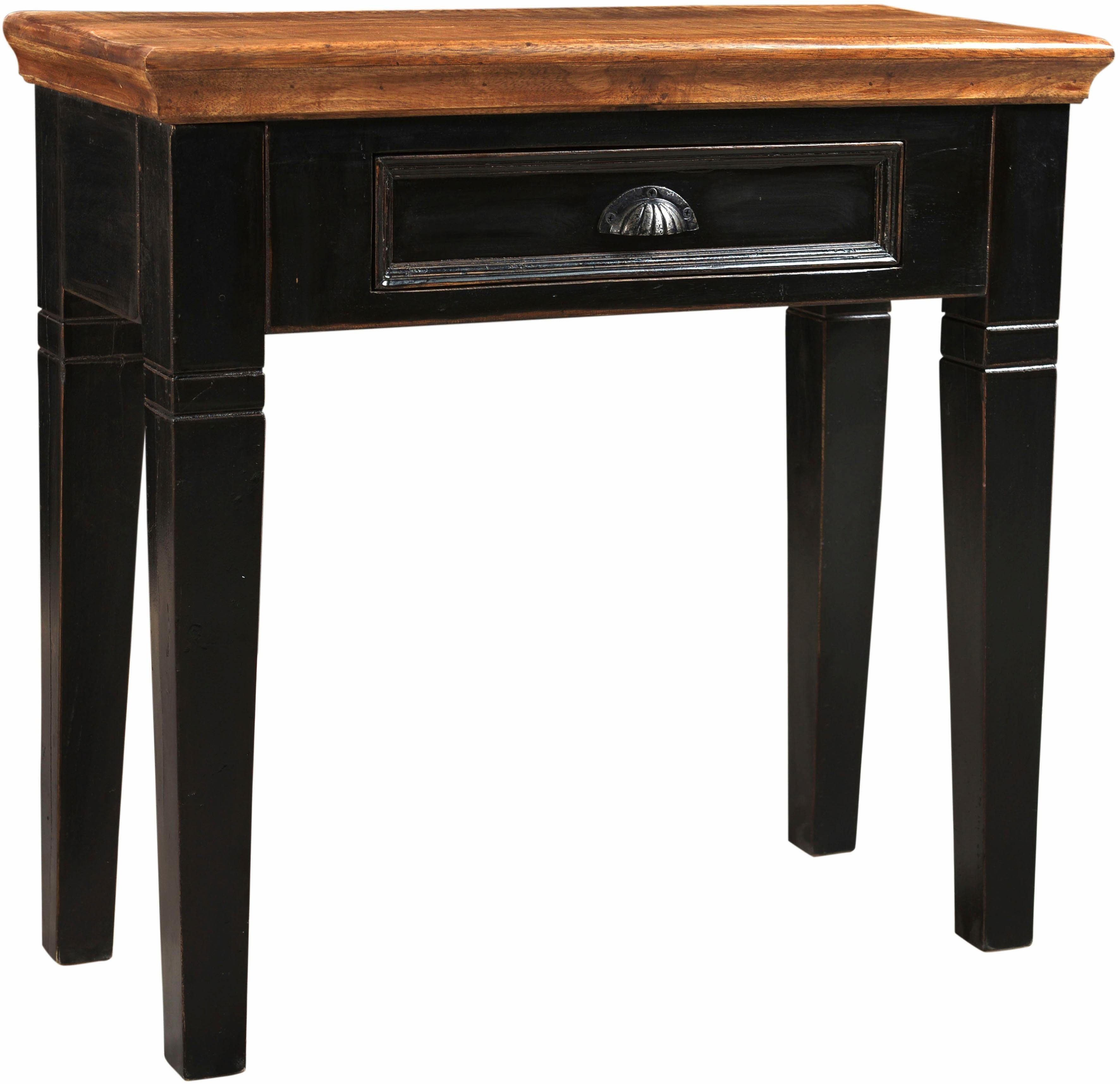 SIT Telefontisch CORSICA mit Schublade im Shabby-Chic Vintage-Stil, Praktische Schublade mit dekorativem Muschelgriff aus Metall