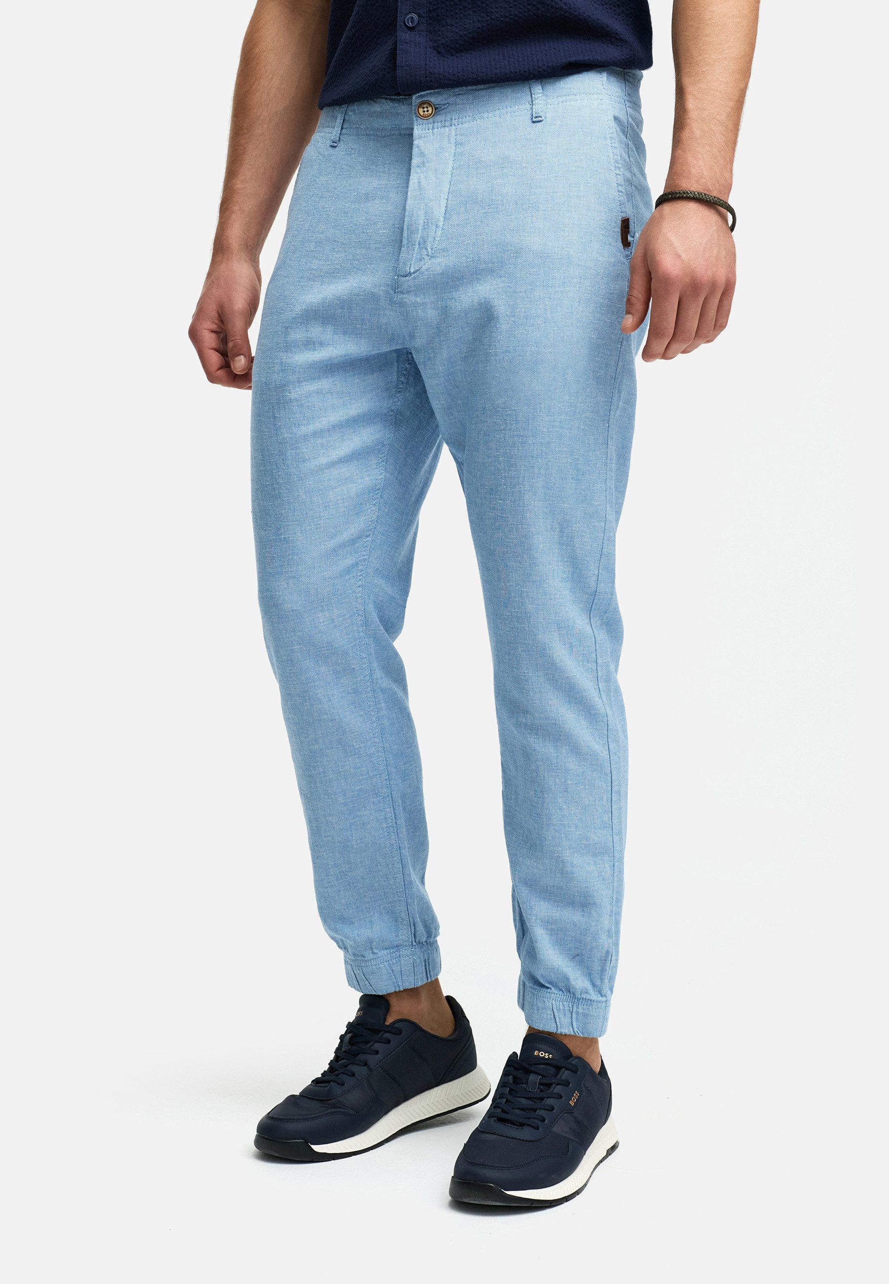 Indicode Leinenhose Herren Blnda Sommerhose Leinen Herrenhose samt dekorativem Gürtel aus Kordeln