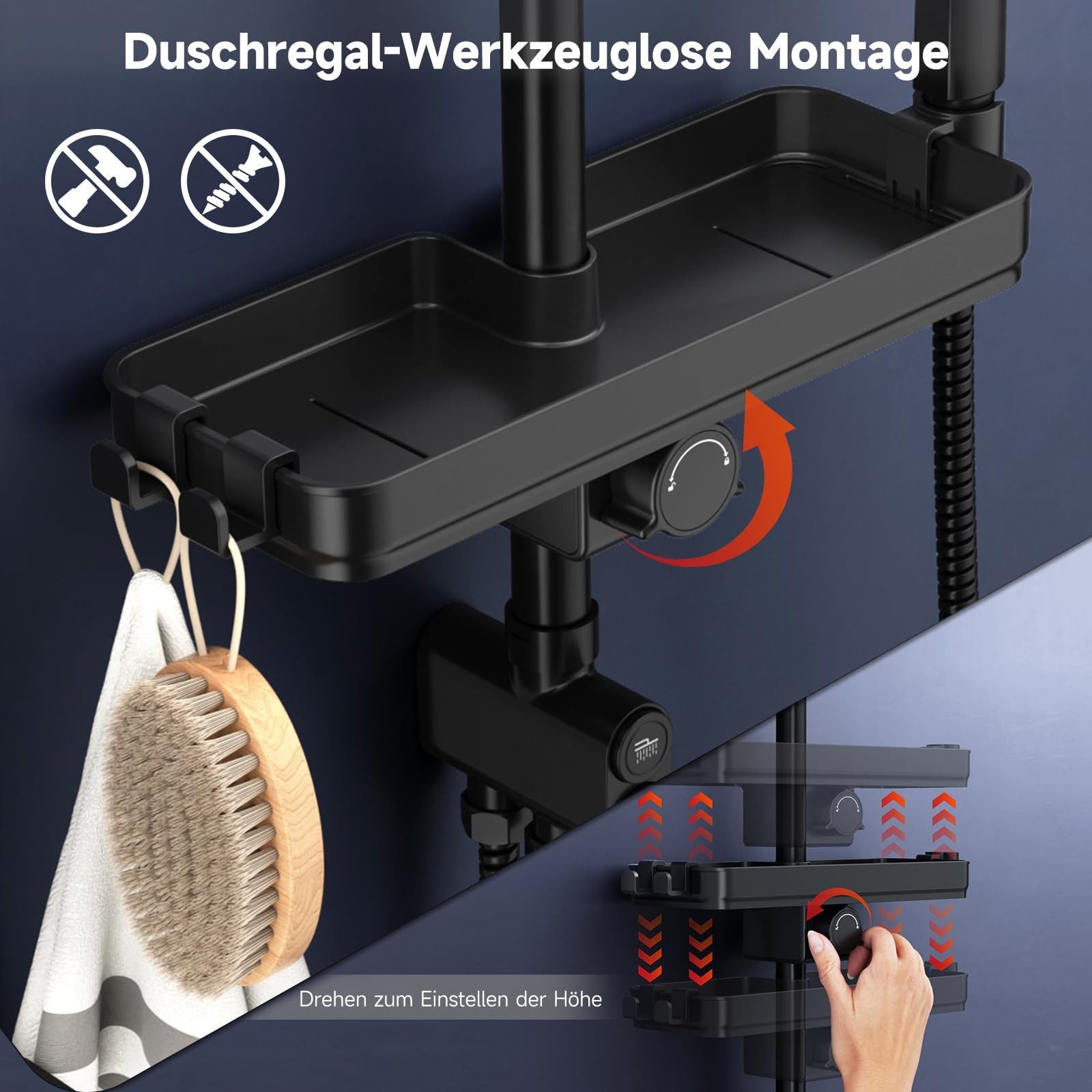 Rainsworth Duschsystem mit Armatur, mit Ablage, 25 X 25 cm Rund Regendusche günstig online kaufen