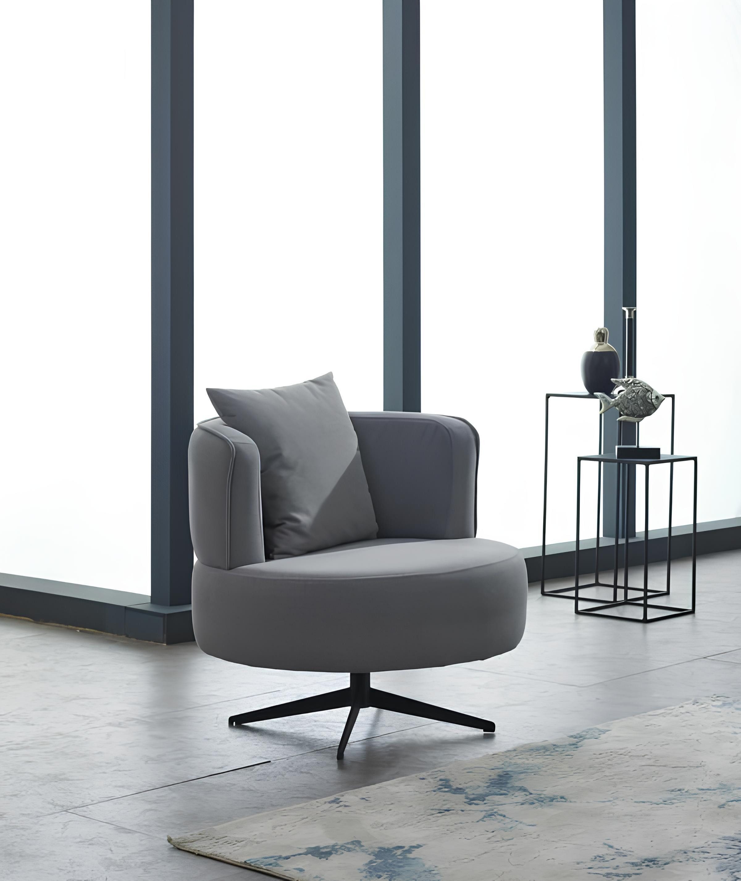 Sessel Einsitzer Polstersessel Stoff Grau Sitzer Wohnzimmer Möbel modern