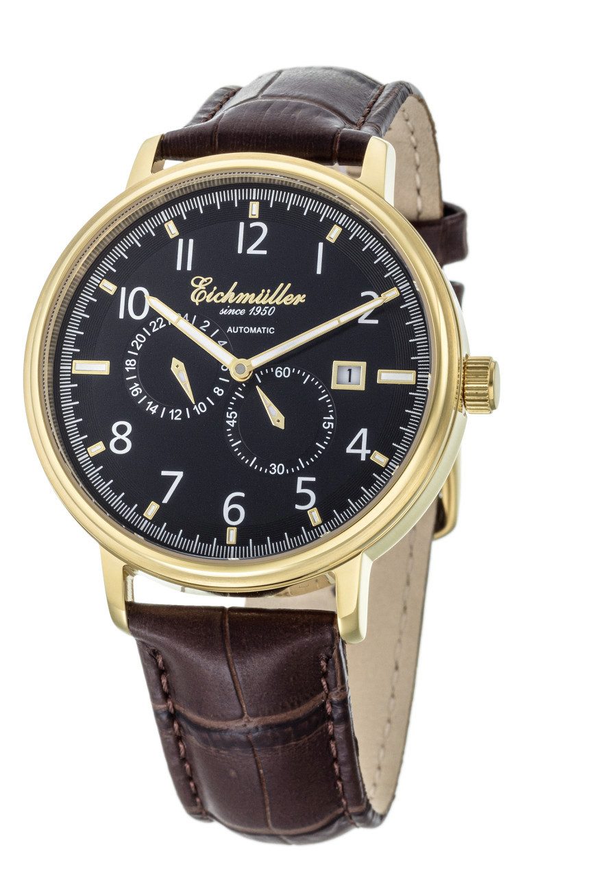 Automatikuhr RE7026, 42 mm – Herrenuhr in IP-Gold mit schwarzem Zifferblatt