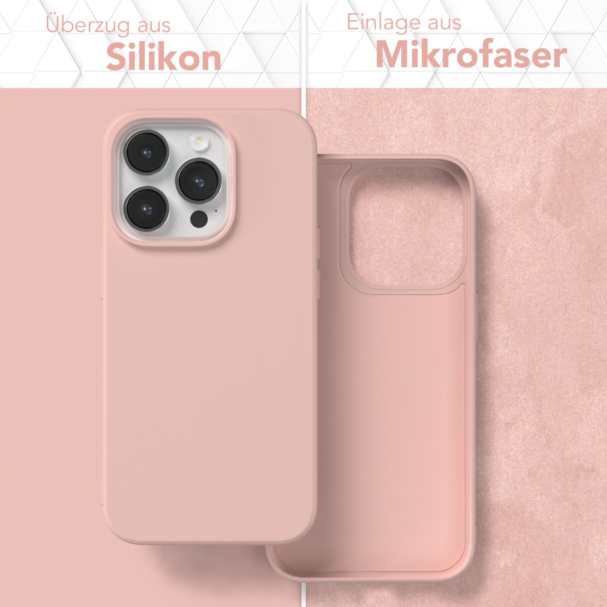 EAZY CASE Handyhülle für Apple iPhone 14 Pro Hülle Silikon 6,1 Zoll, Hülle mit Kameraschutz Bumper Case silikonschutzhülle Rosa / Altrosa