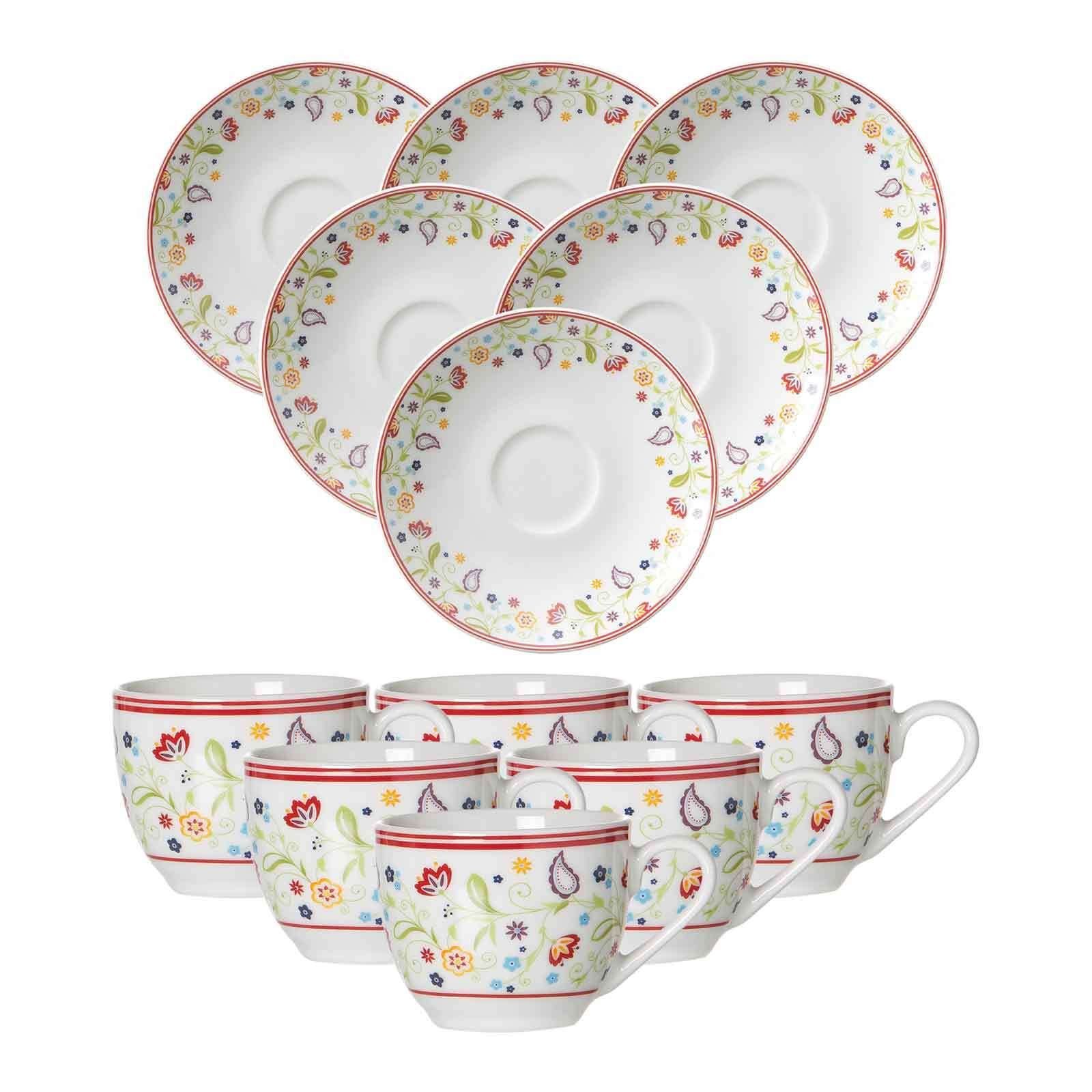 Ritzenhoff & Breker Tasse Shanti Espressotassen mit Untertassen 80 ml, 12-tlg., Porzellan