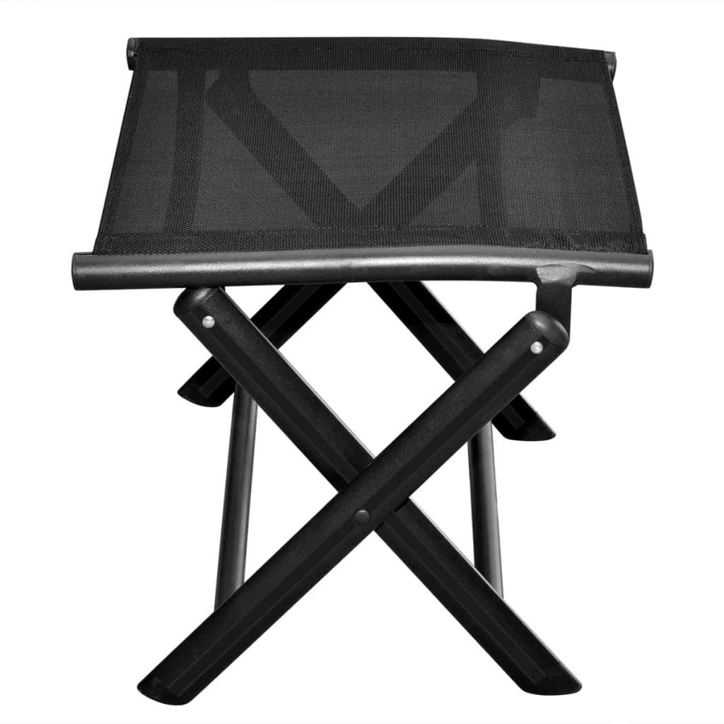 vidaXL Hocker Klappbarer Fußhocker Textilene Schwarz St) (1 Aluminium und