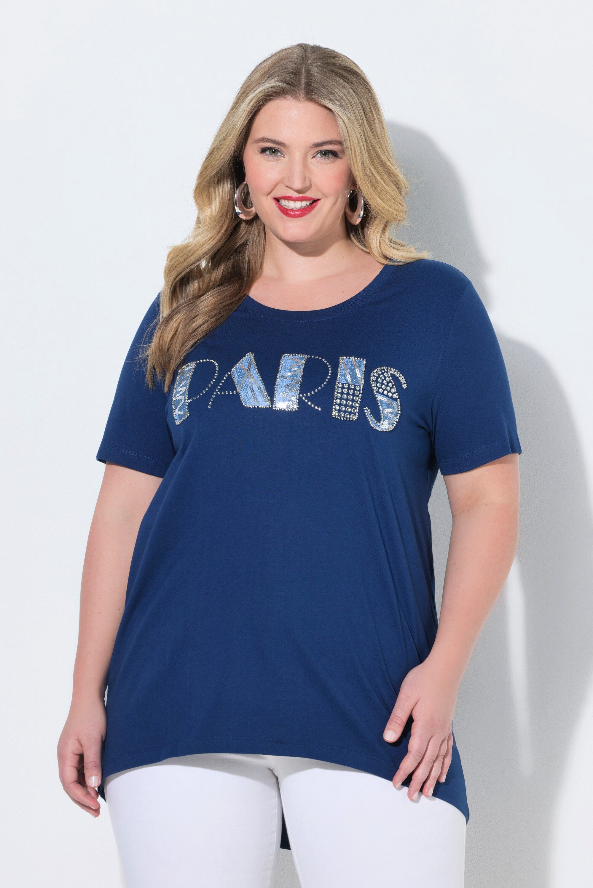 T-Shirt T-Shirt A-Linie verzierter Paris-Schriftzug
