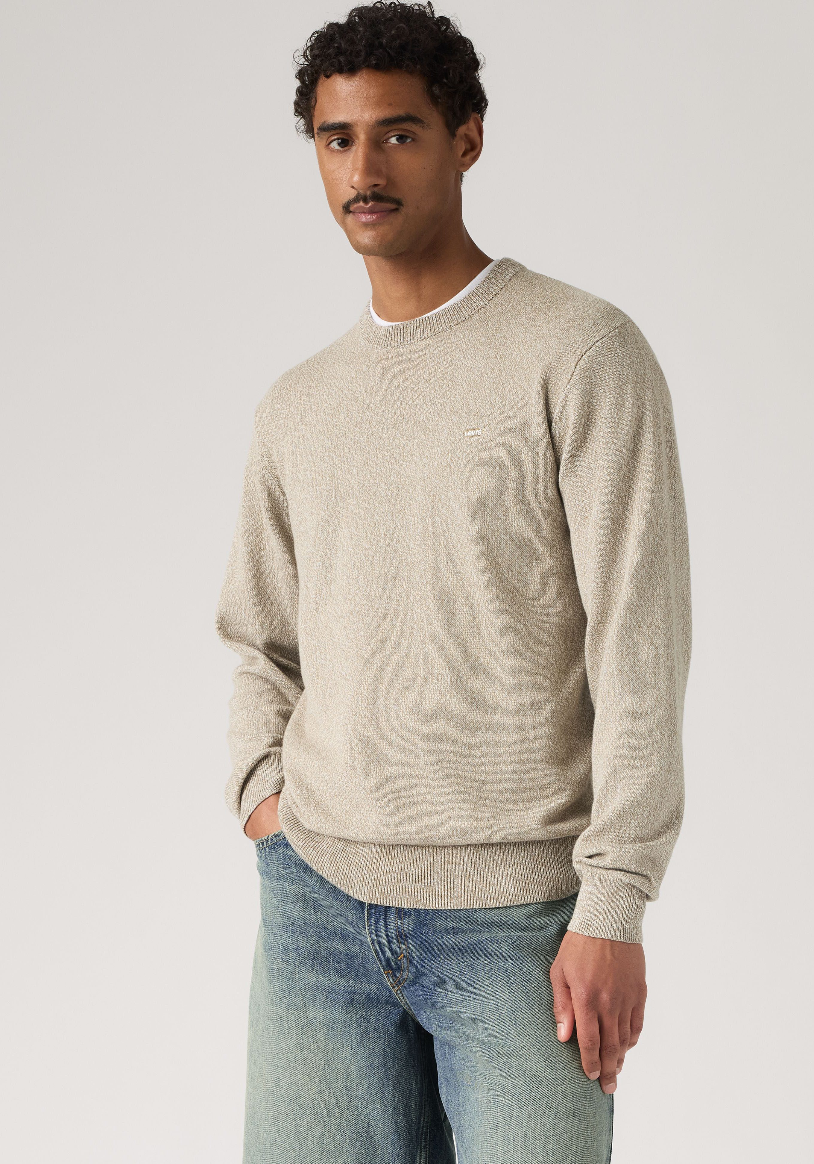 Levi's® Rundhalspullover LIGHTWEIGHT HM SWEATER Feingerippte Abschlüsse
