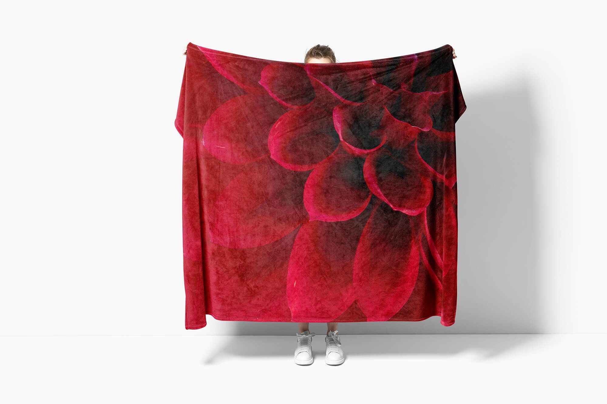 Sinus Art Handtücher Saunatuch Blume (1-St), Handtuch Dahlie Kuscheldecke Baumwolle-Polyester-Mix Strandhandtuch mit Handtuch Blüte, Fotomotiv