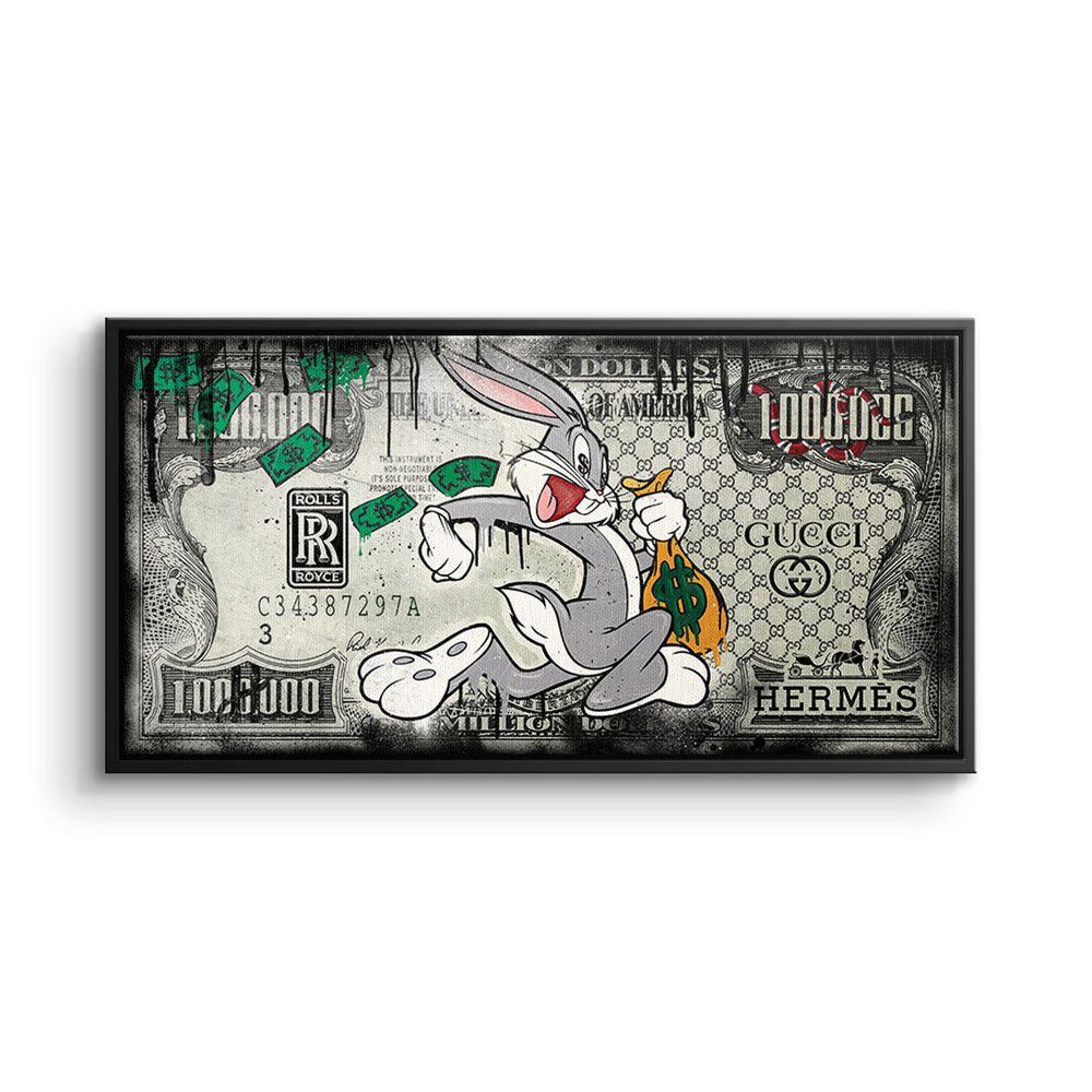 DOTCOMCANVAS® Leinwandbild, Leinwandbild Fast Bunny Rahmen mit goldener premium Motiv Rahmen xxl