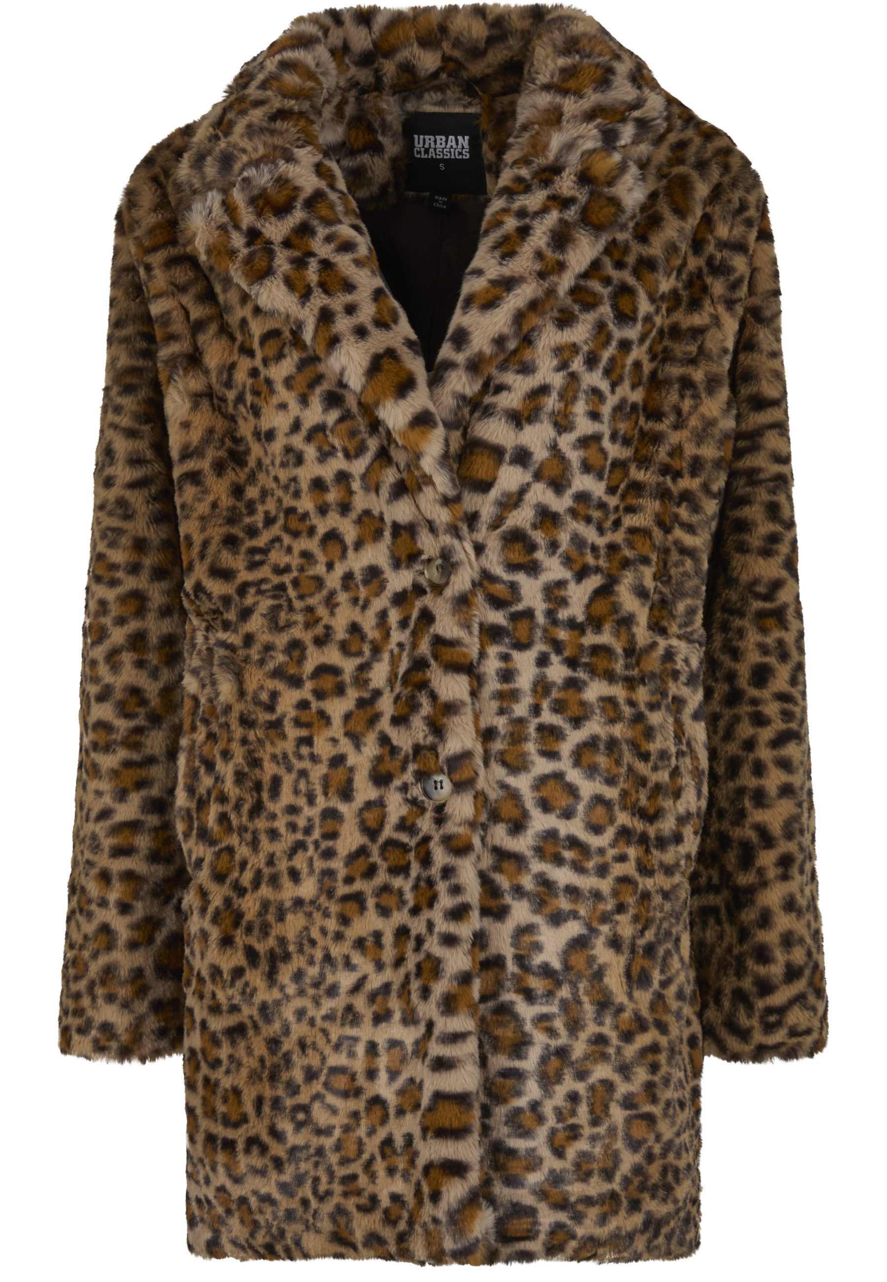 URBAN CLASSICS Winterjacke Urban Classics Ladies Oversized Faux Fur Leo Coat (1-St)