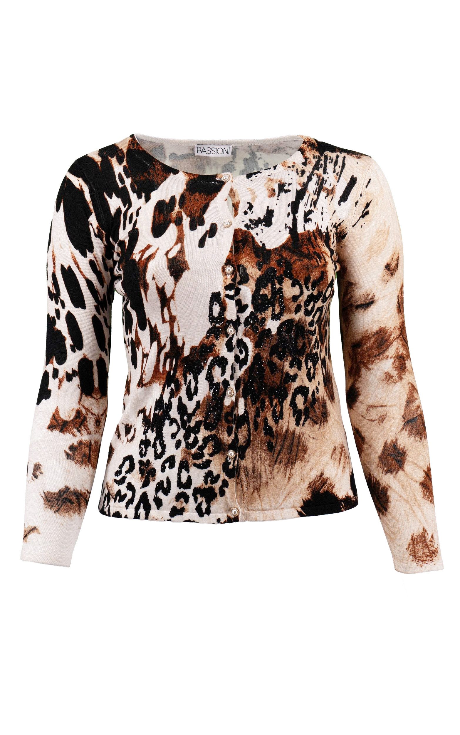 Passioni 2-in-1-Strickjacke Twinset mit mixed Animalprint – Bild 4 von 5