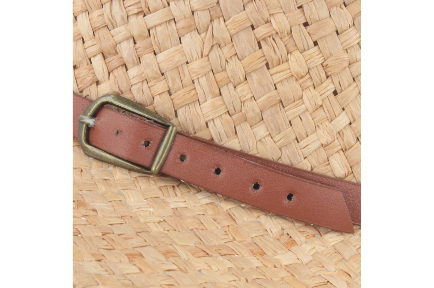 Breiter Strohhut Raffia Strohhut luftig leicht Kunstlederband