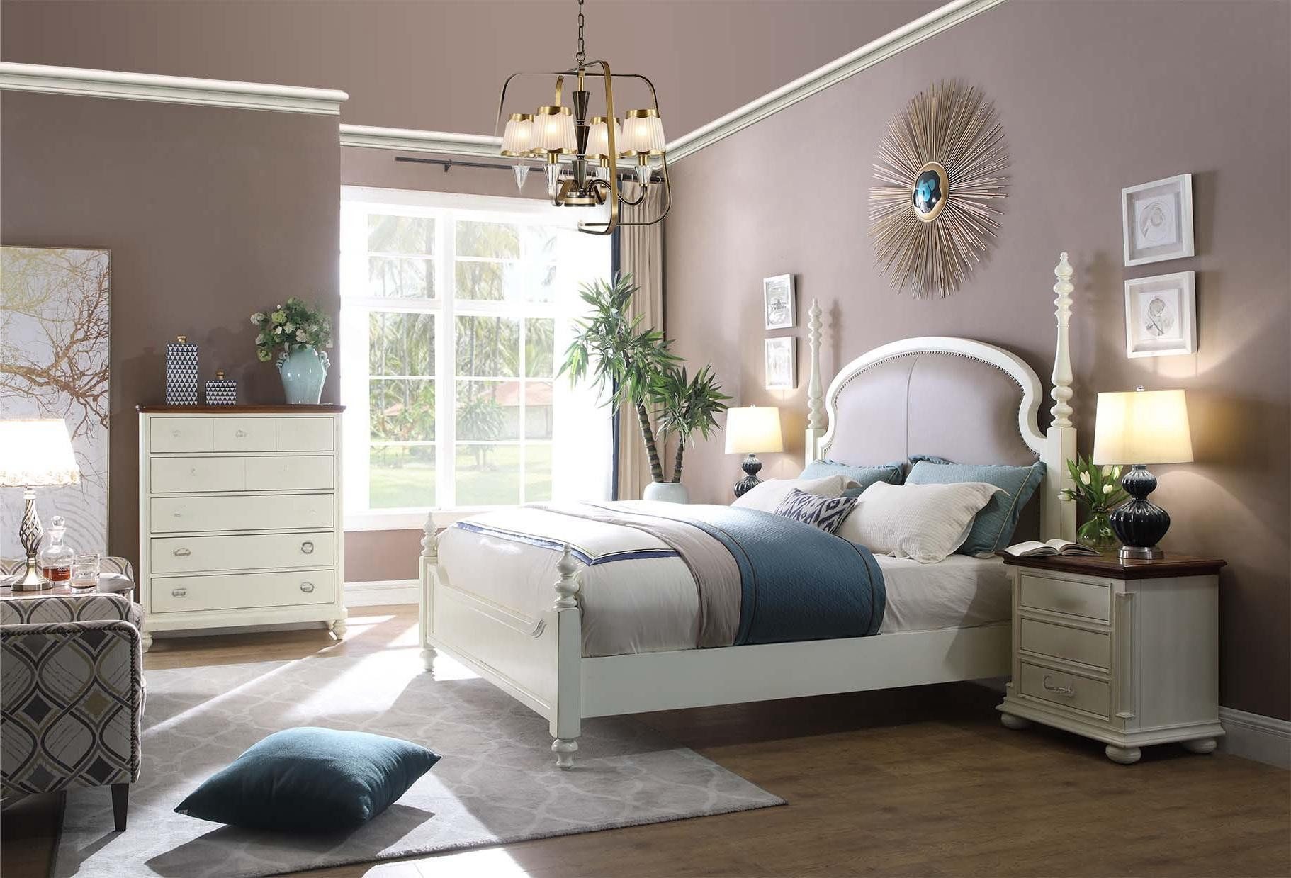 JVmoebel Schlafzimmer-Set Elegantes weißes Schlafzimmer-Set aus Holz und Edelstahl, (3-tlg., 3-teilig), Made in Europa
