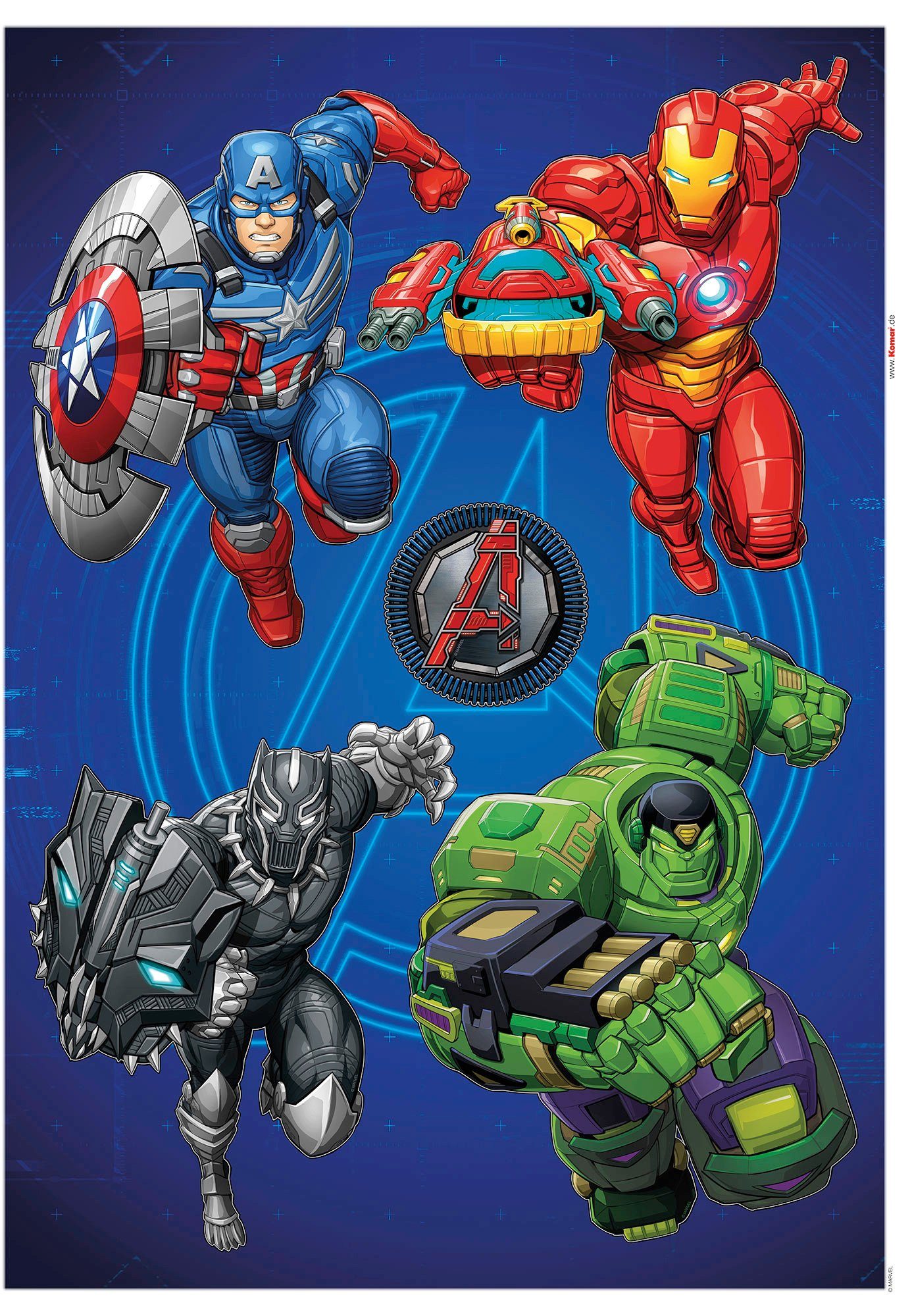 Komar Wandtattoo Avengers Mech Strike - Размер 50 x 70 cm (5 St), selbstklebend, Wandsticker, Kinderzimmer